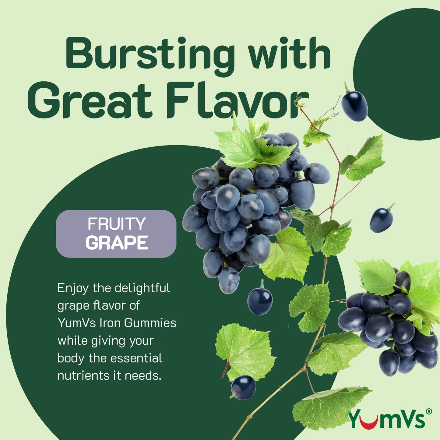 YUM-V'S Iron Gummies Supplement with Vitamin C Chewables 60 Count
