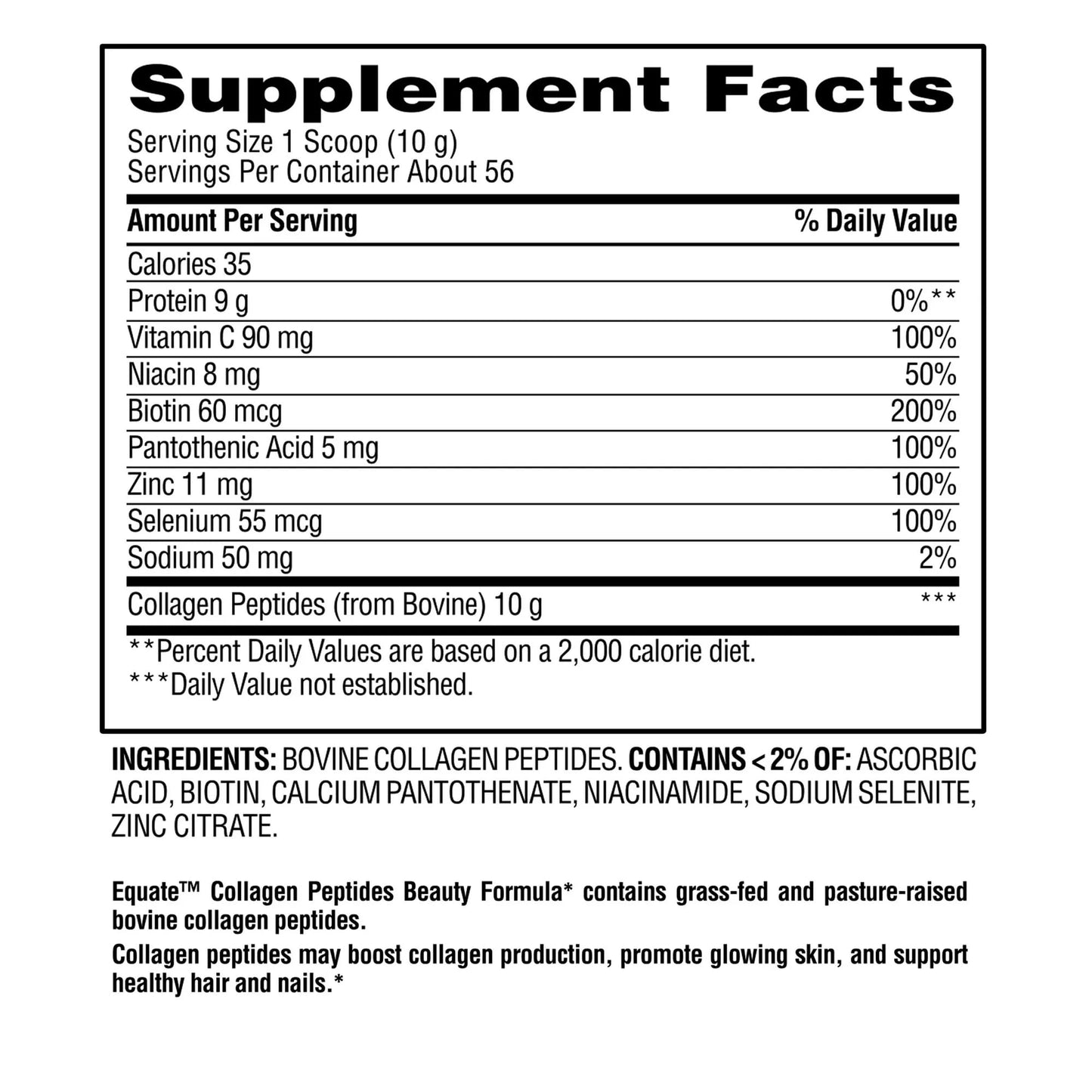 Generic Equate Collagen Peptide Beauty Formula Powder 20