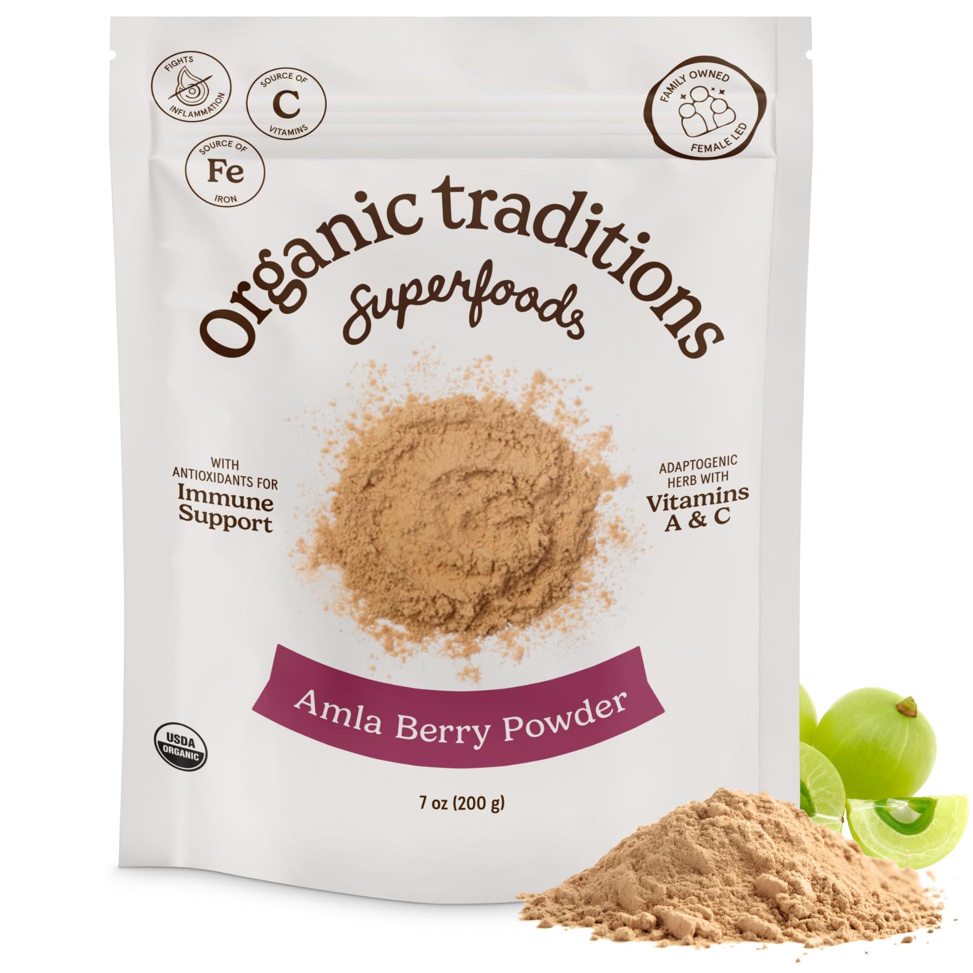 Organic Traditions Amla Powder from Indian Gooseberry Vitamin C Powder 7 Ounce