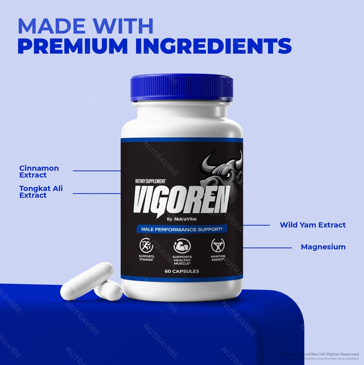 NutraVibe Vigoren Premium Energy & Power Support Supplement Capsule, 120 Capsules