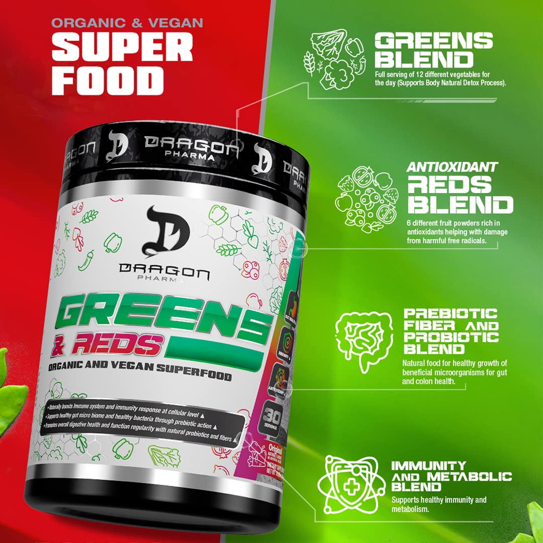 DRAGON PHARMA Greens and Reds Powder, 12.7 Ounce