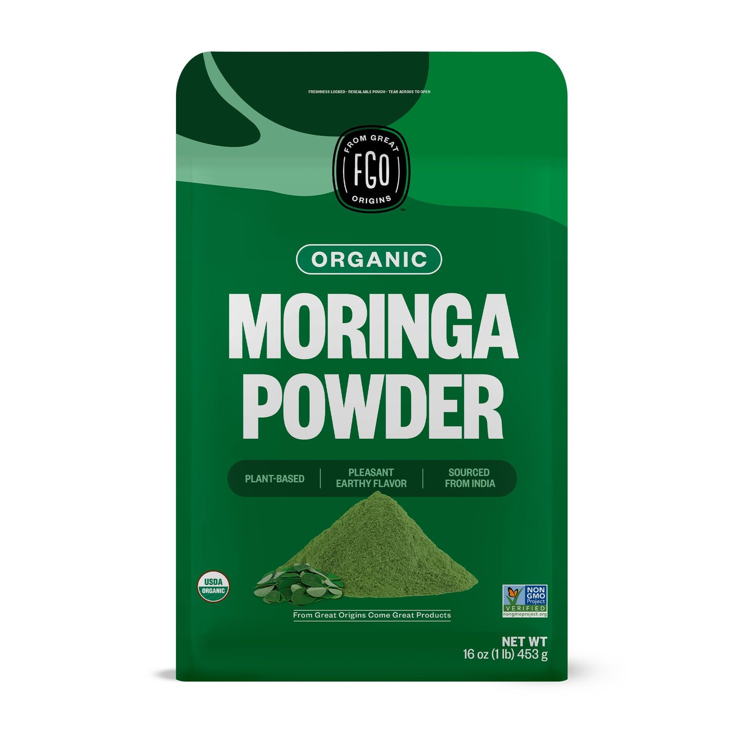 FGO Organic Moringa Oleifera Leaf Powder 16 Ounce