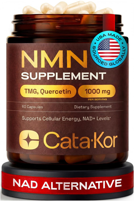 Cata-Kor NMN Supplement – 4-in-1 NAD Supplement with Quercetin, TMG, Resveratrol – NMNH Alternative – Supports Cellular Energy & NAD+ Level 60 Capsules