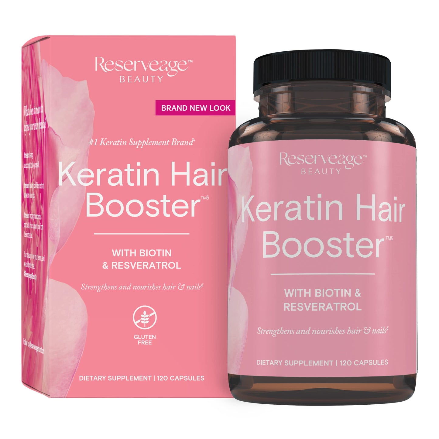 Reserveage Nutrition Beauty Keratin Hair Booster with Biotin & Resveratrol Capsule, 120 Capsules