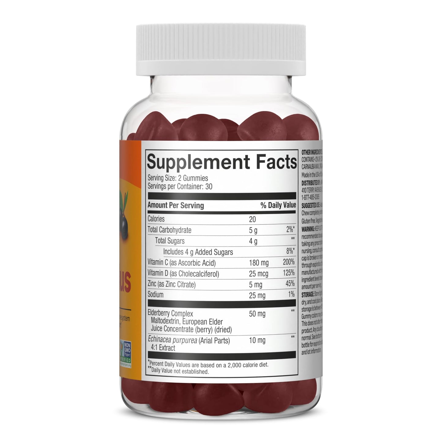 Amazon Basics Immune Plus Elderberry Gummies, 60 Count