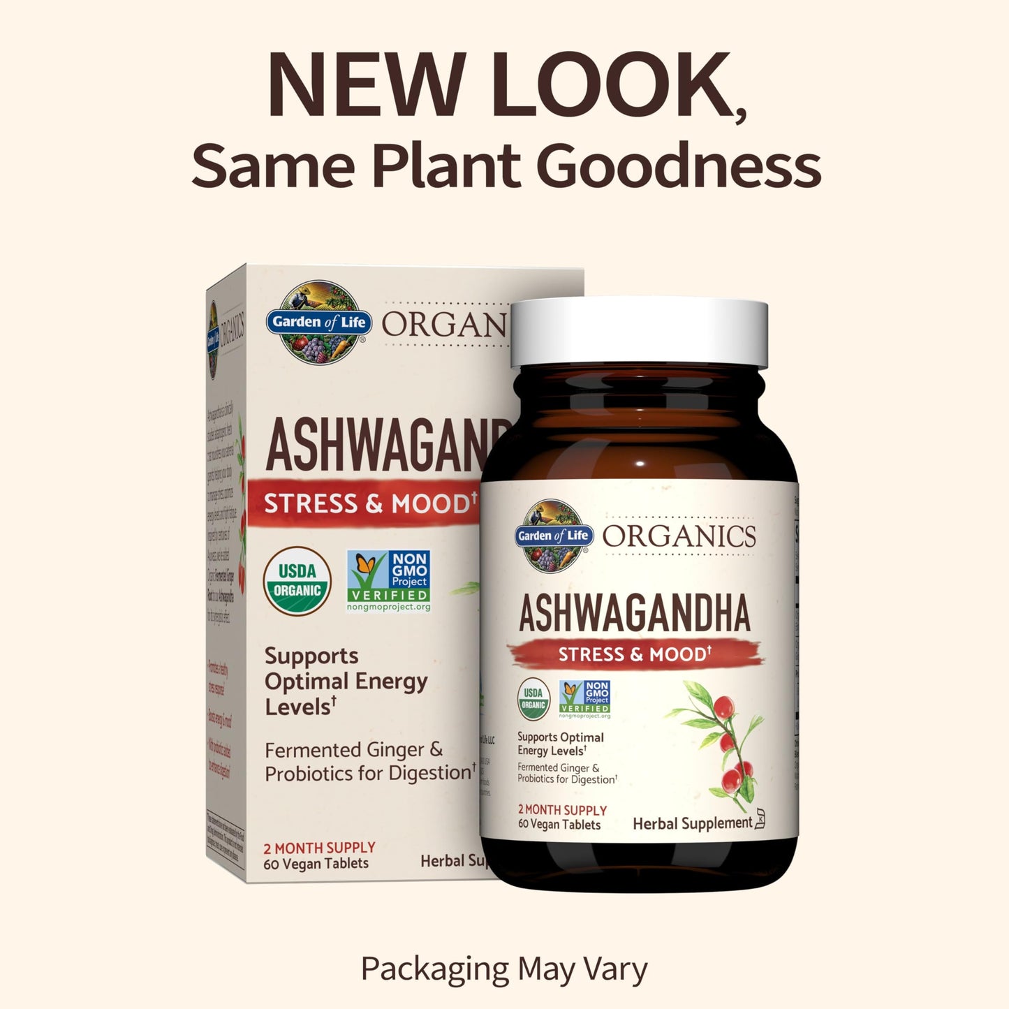 Garden of Life Organics Women's Multivitamin & Ashwagandha Stress & Energy Support, 180 Tablets