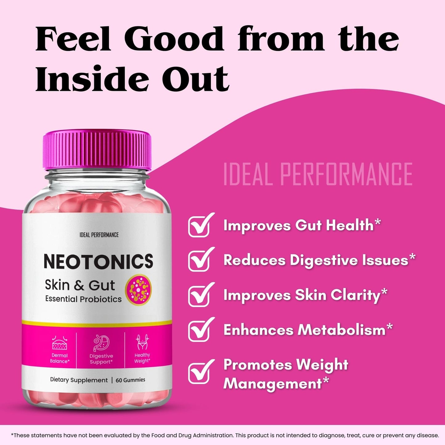 IDEAL PERFORMANCE Neotonics Skin & Gut Gummies 120 Count