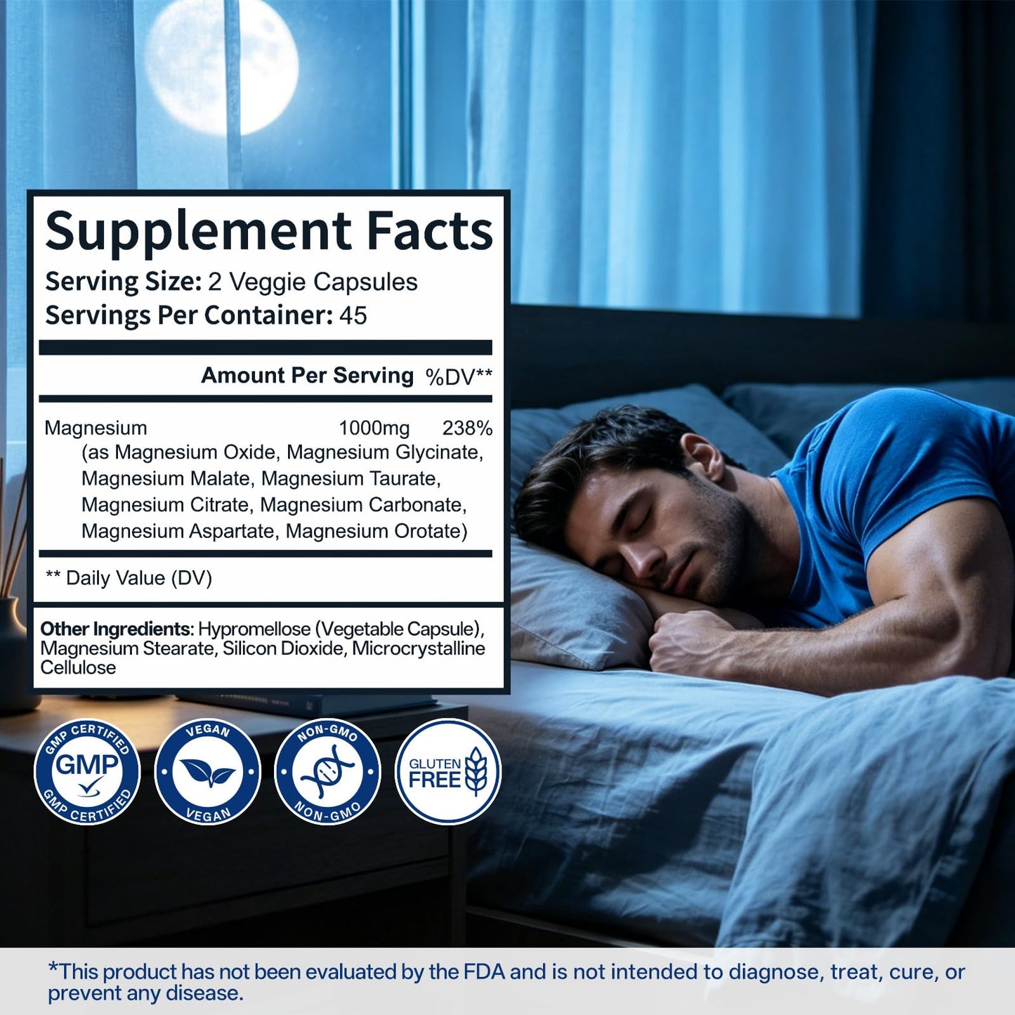 Oopeatol 8 in 1 Magnesium Complex 1000mg Capsules 90 Count