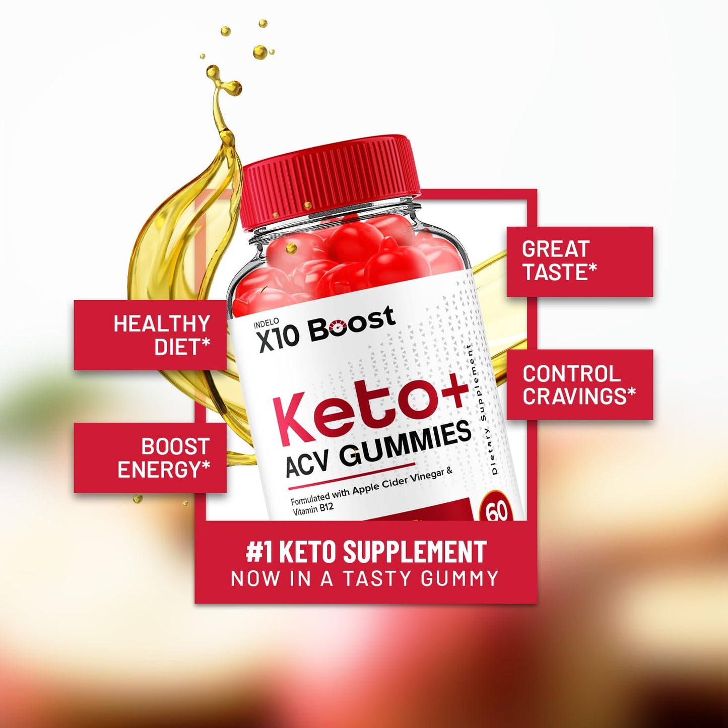 Indelo X10 Boost Keto ACV Gummies 60 Count