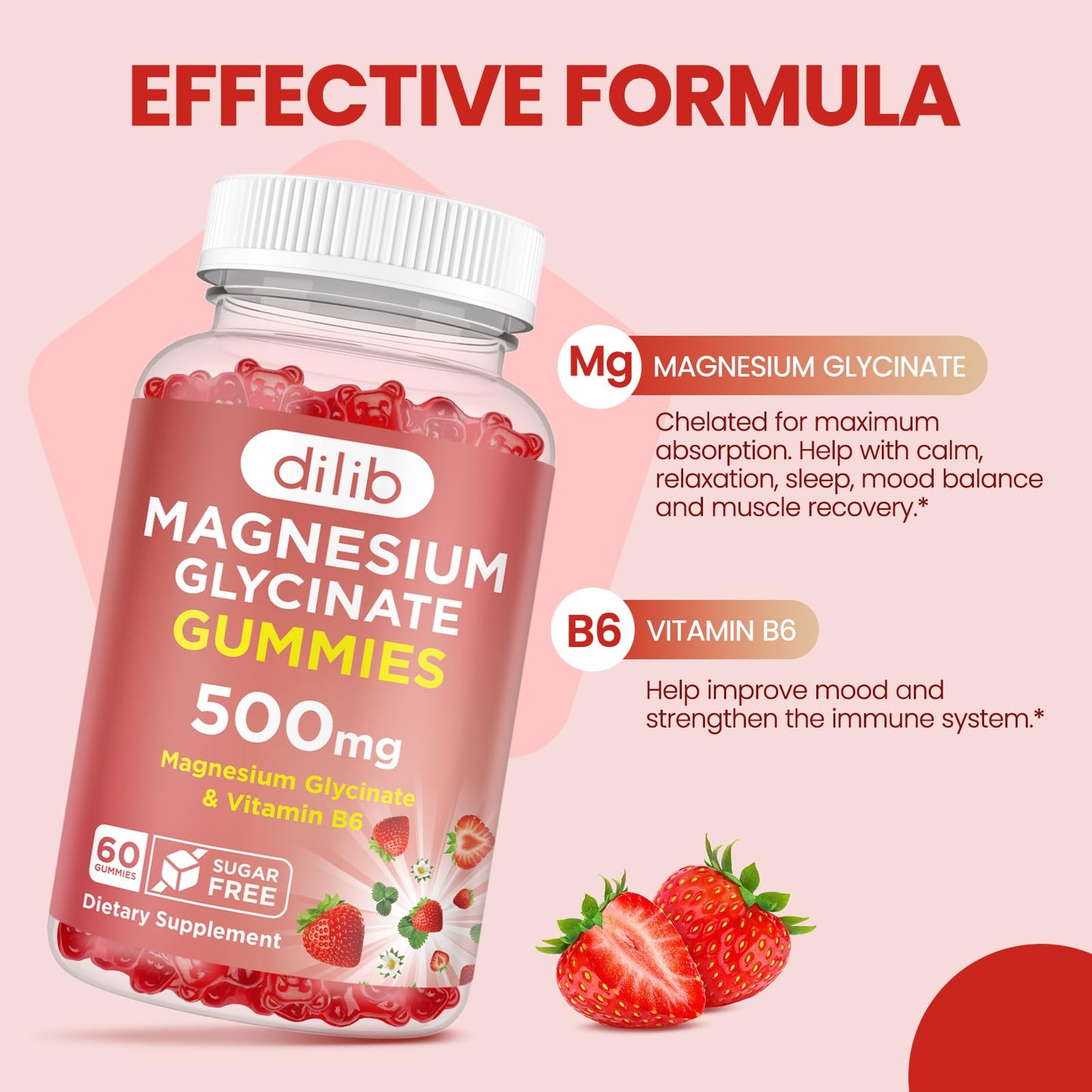 dilib Magnesium Glycinate 500mg, 60 Gummies