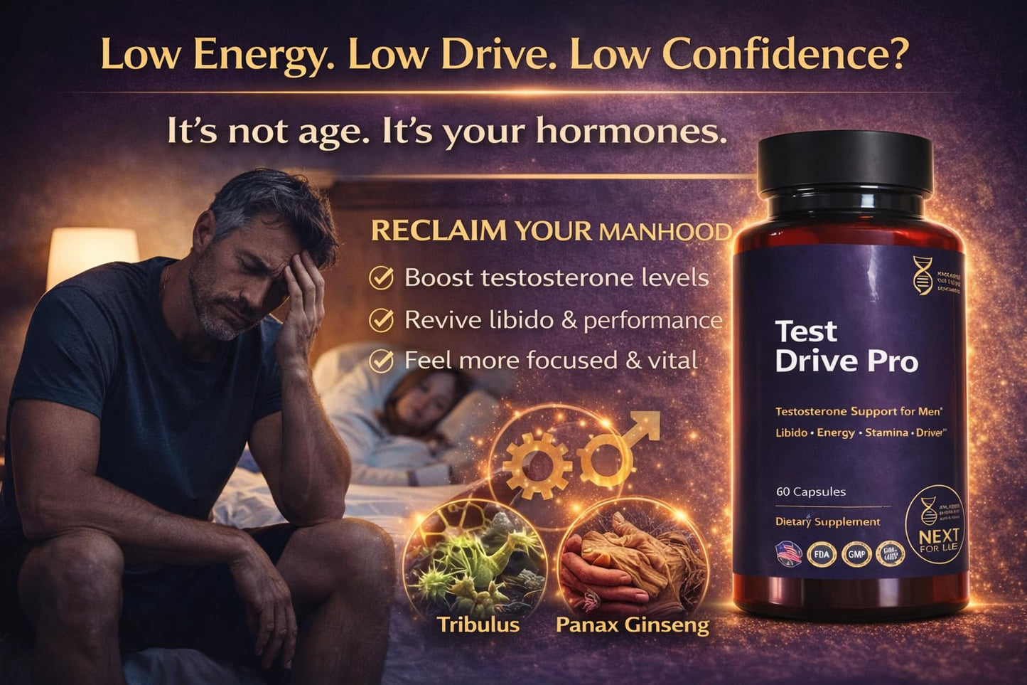 Next For Life Testo Booster for Men Capsules, 30 Count