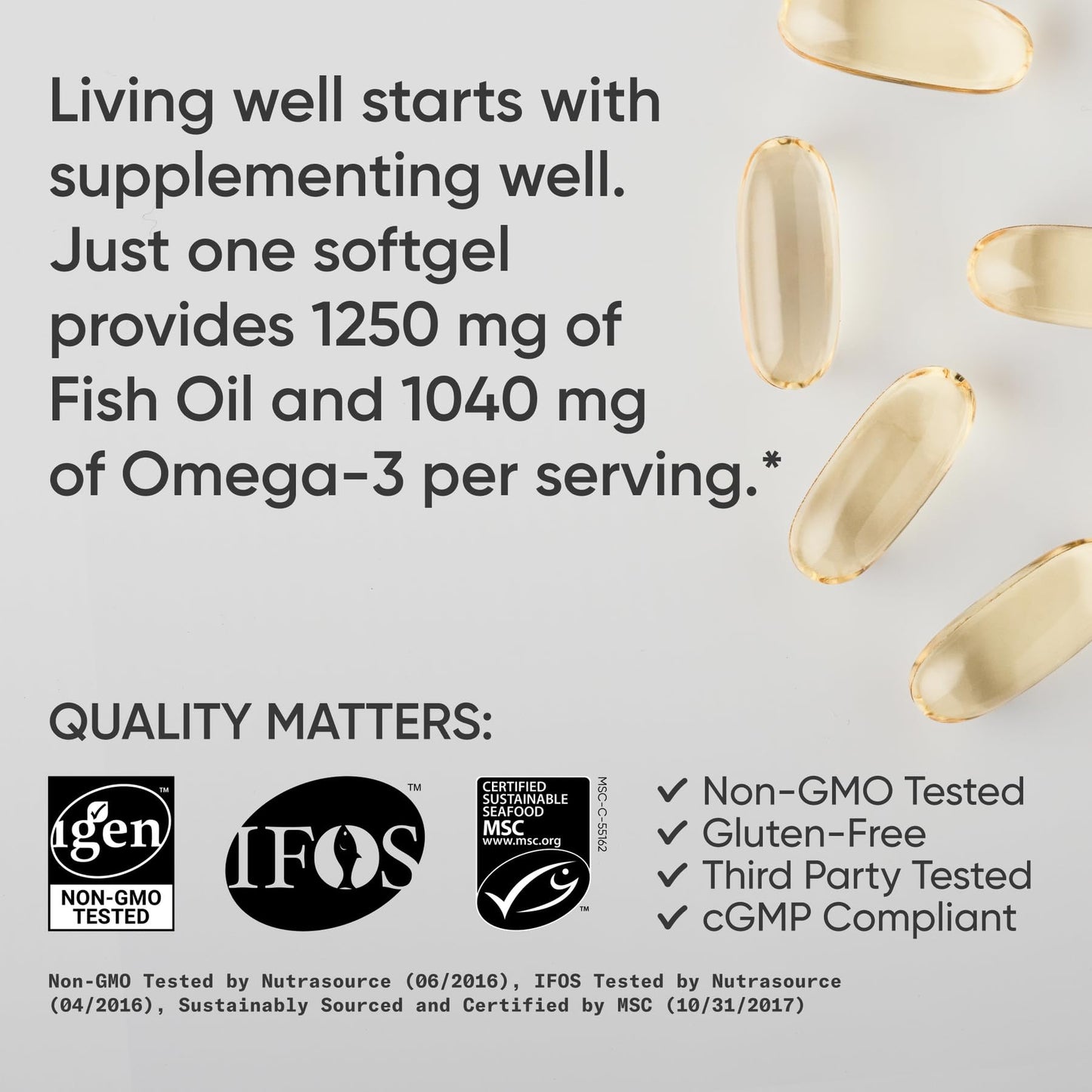 Sports Research Omega-3 Fish Oil 1250mg Softgels 30 Count