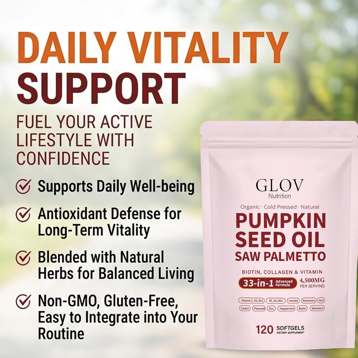 Glov Nutrition Pumpkin Seed Oil Capsule 120 Count