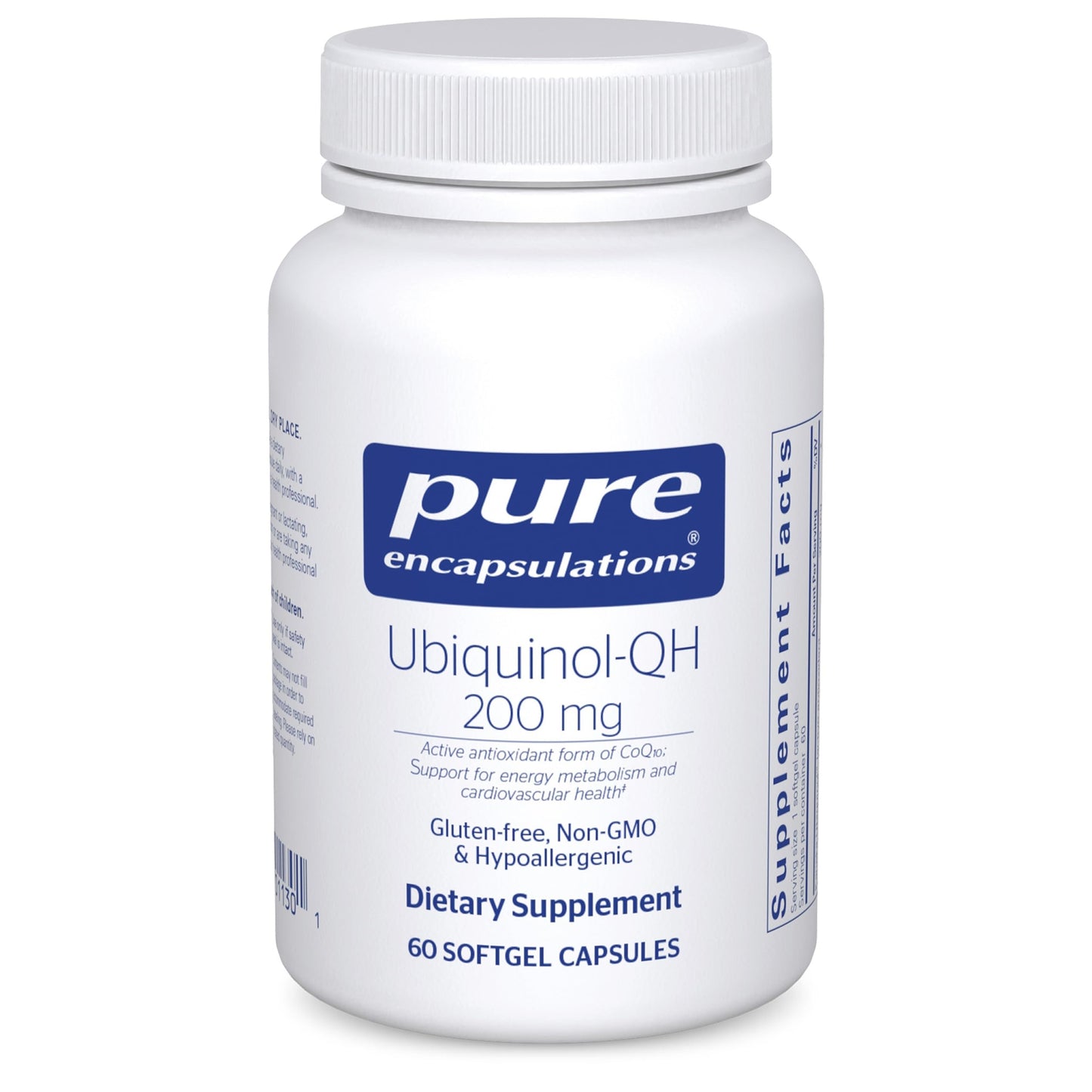 Pure Encapsulations Ubiquinol-QH 200 mg Ubiquinol, Active Form of Coenzyme Q10 - Heart Health & Energy Metabolism Support, Antioxidant Supplement, Softgel Capsules, 60 Count