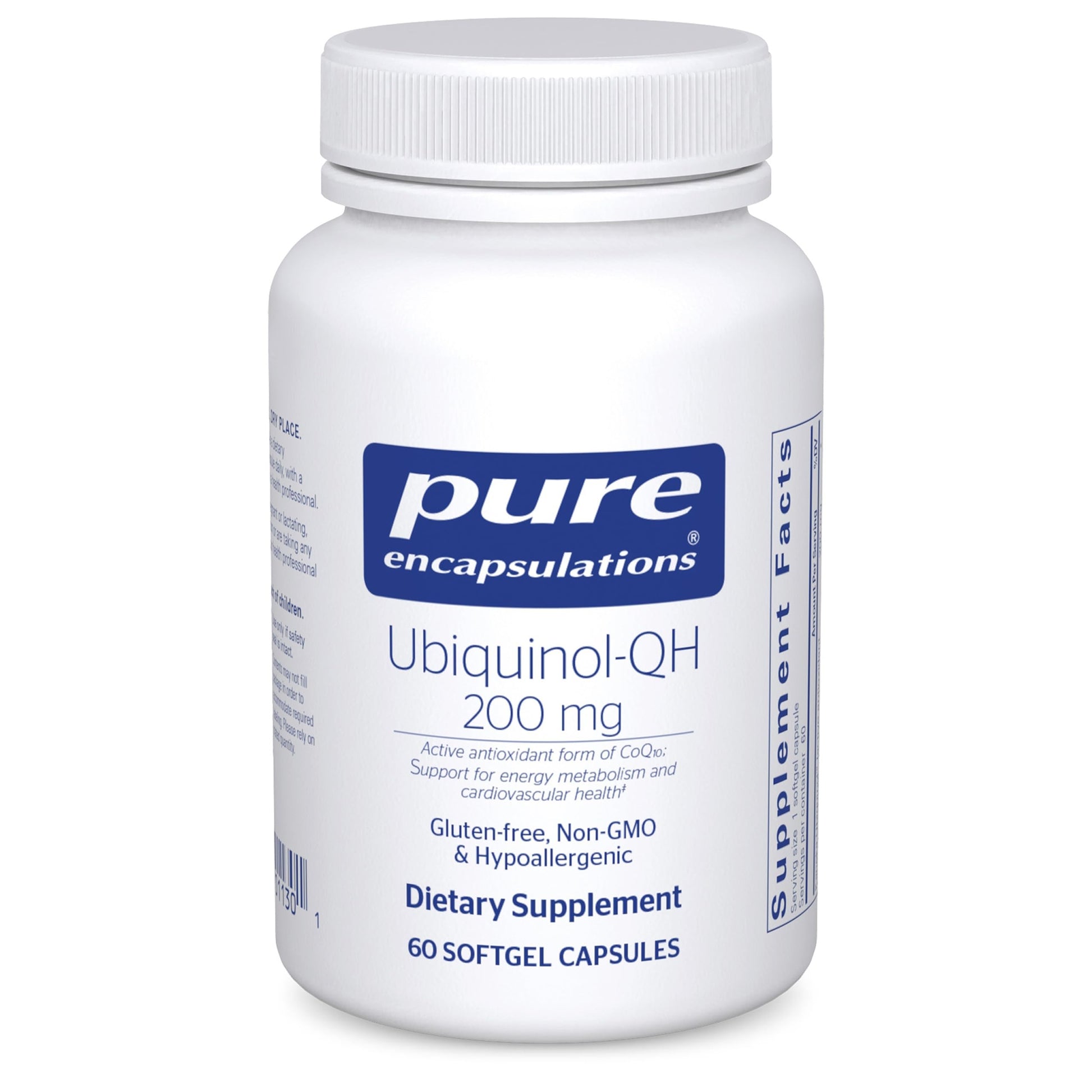 Pure Encapsulations Ubiquinol-QH 200 mg Ubiquinol, Active Form of Coenzyme Q10 - Heart Health & Energy Metabolism Support, Antioxidant Supplement, Softgel Capsules, 60 Count