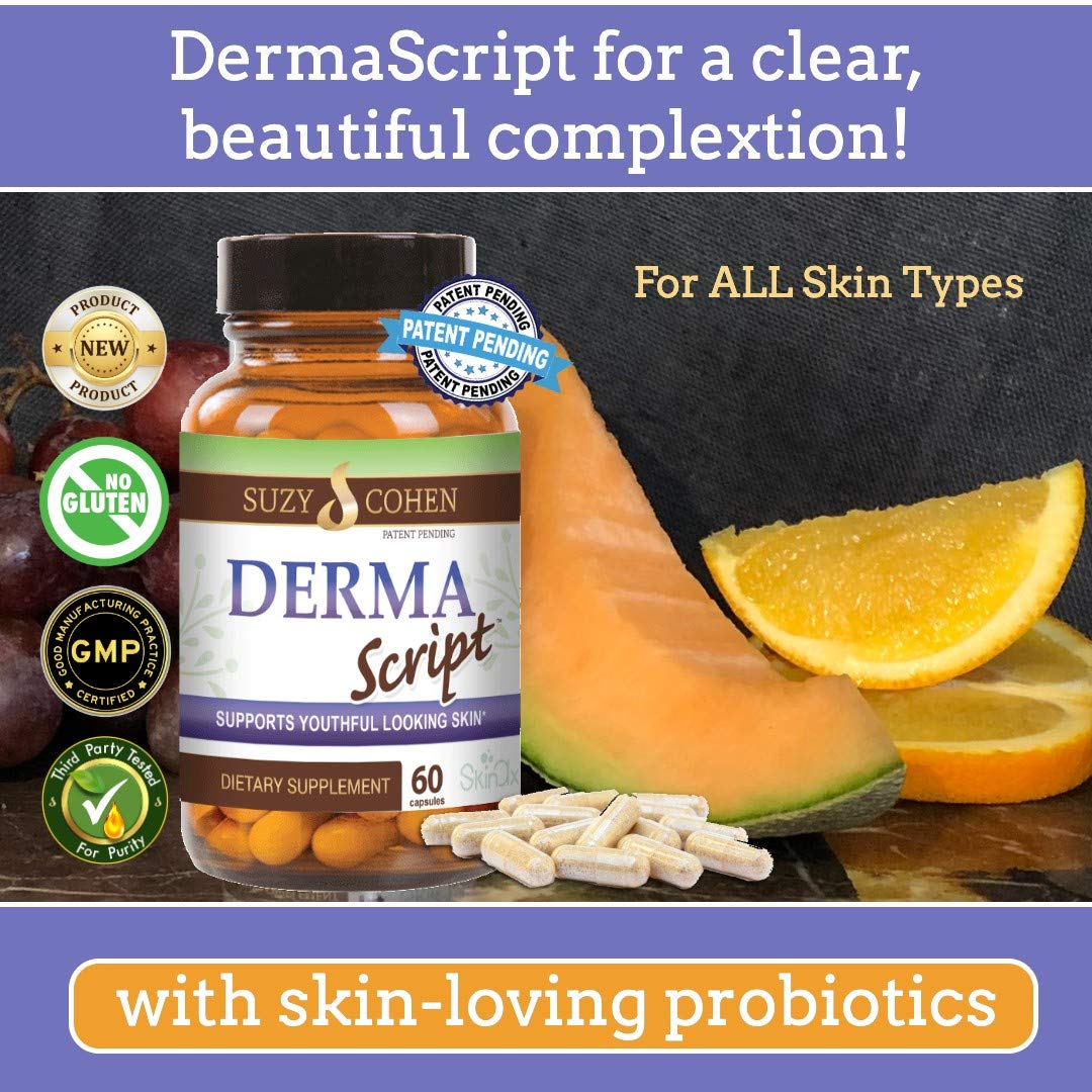 Script Essentials Derma Script Probiotic Supplement with Biotin for Clear Complexion Capsule 1 Count