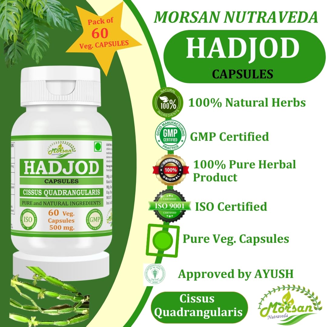 Morsan Nutraveda Hadjod (Cissus Quadrangularis) 500 mg Capsule, 60 Capsules
