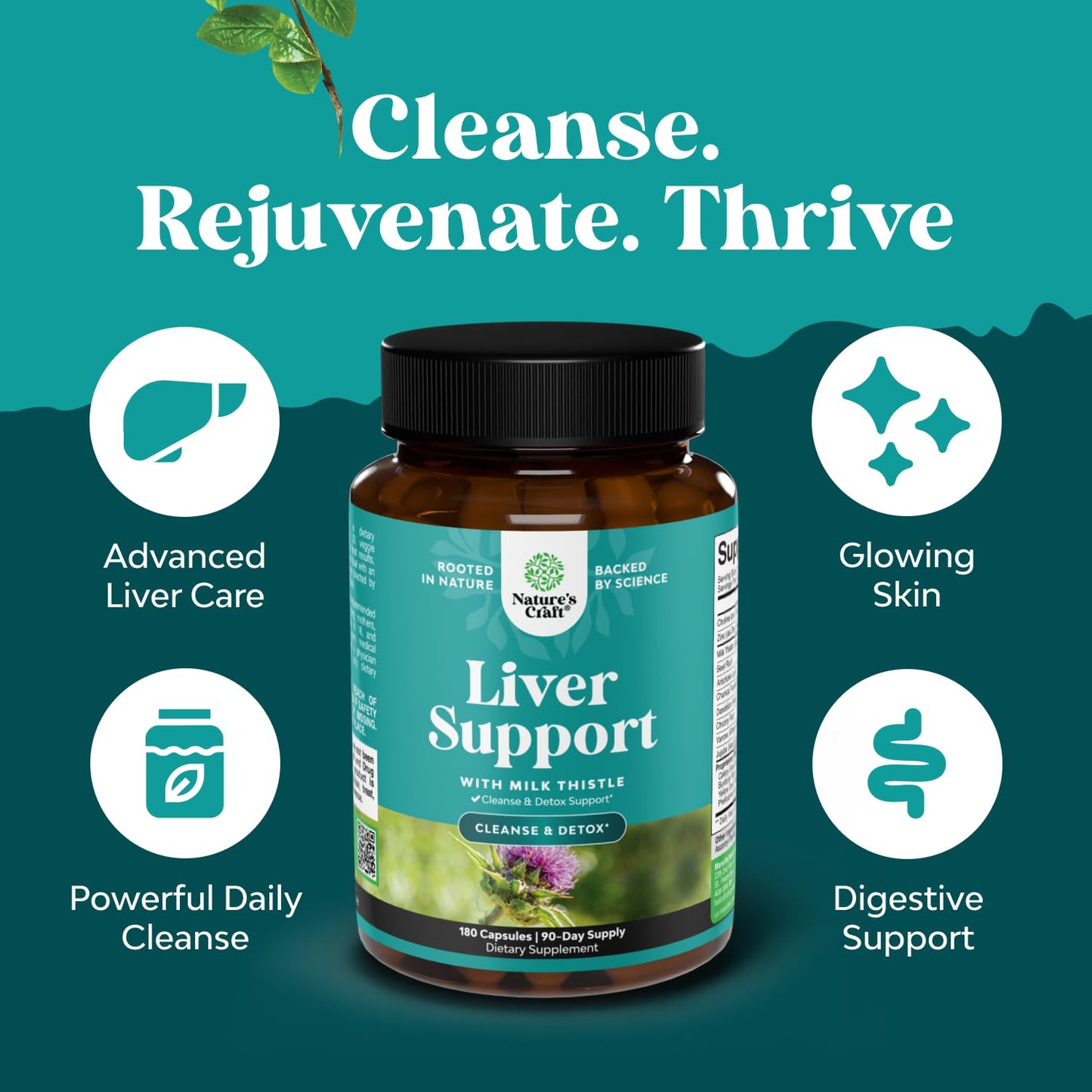 Natures Craft Liver Cleanse Detox & Repair Capsules, 180 Count
