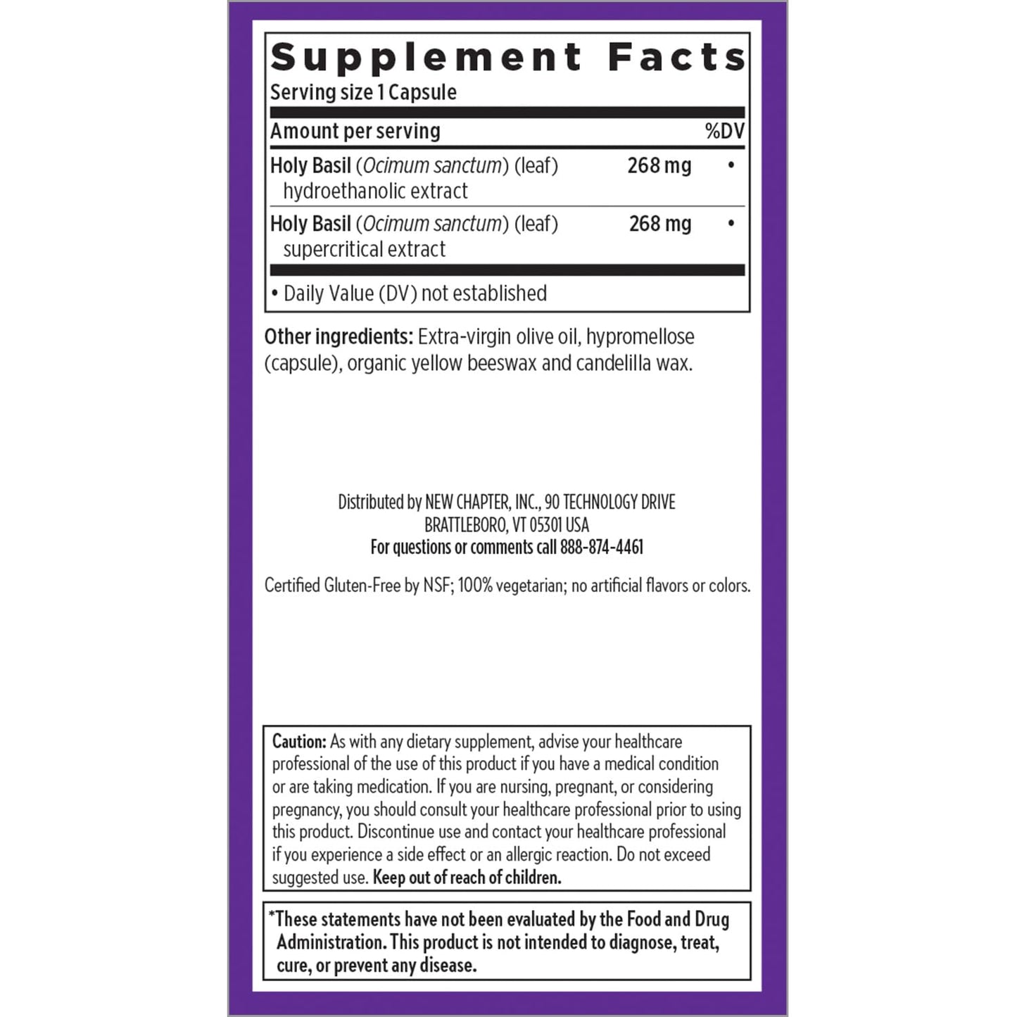 New Chapter Holy Basil Force with Supercritical Holy Basil Capsules, 120 Count