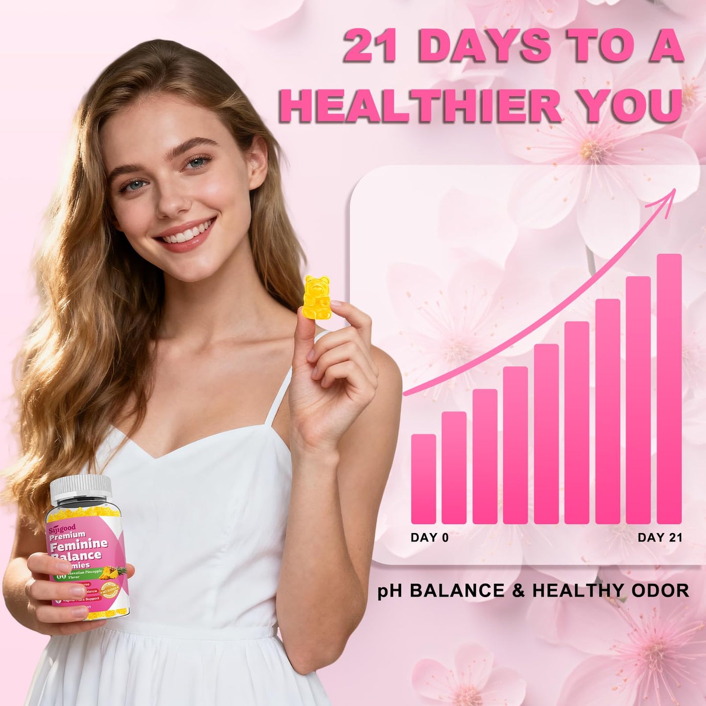 Sijigood Premium Feminine Balance Gummies for Women Sugar Free, 120 Gummies