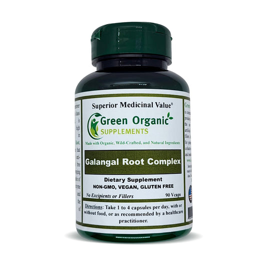 Green Organic Supplements Galangal, Galangin Capsules, 90 Count