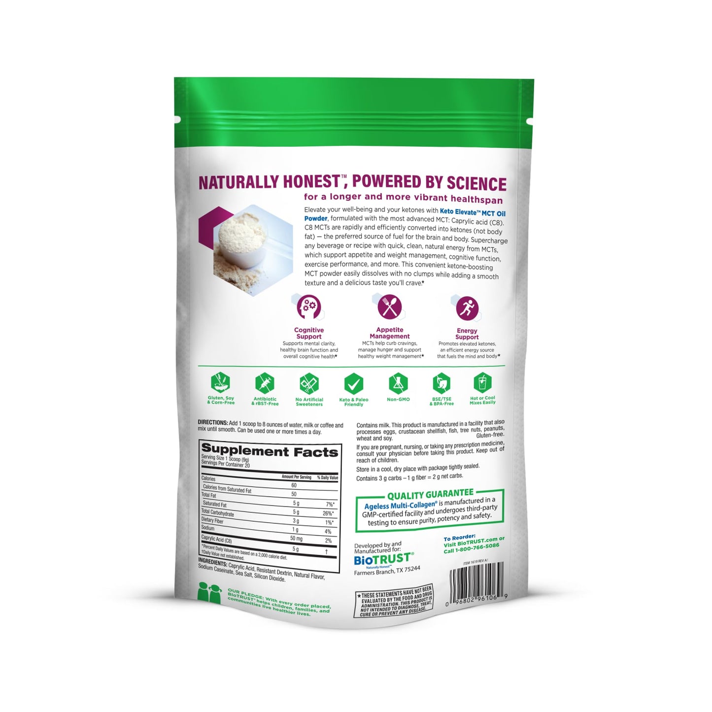 BioTrust C8 MCT Oil Powder 12.7