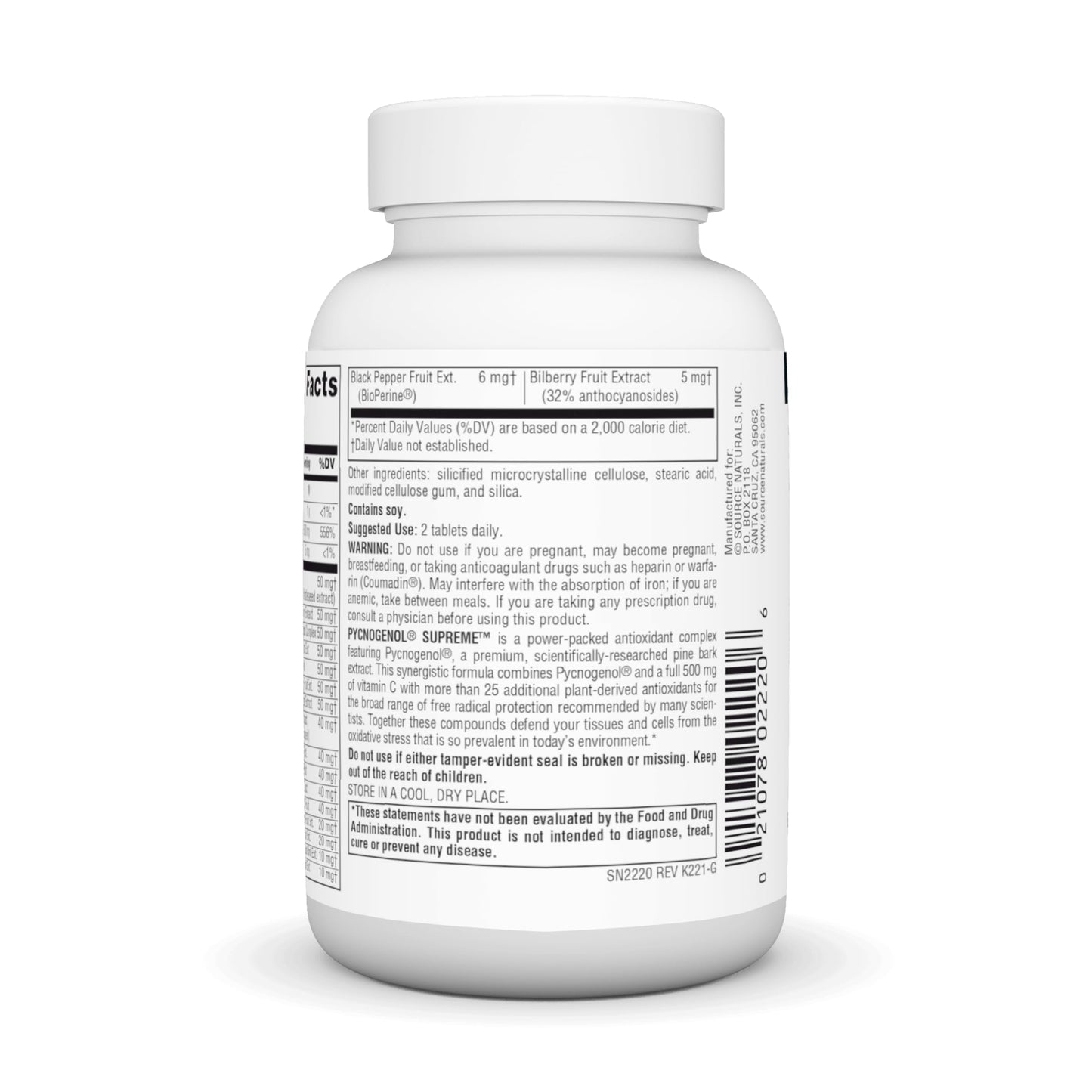 Source Naturals Pycnogenol Supreme, Berry & Botanical Antioxidant Complex, 60 Tablets