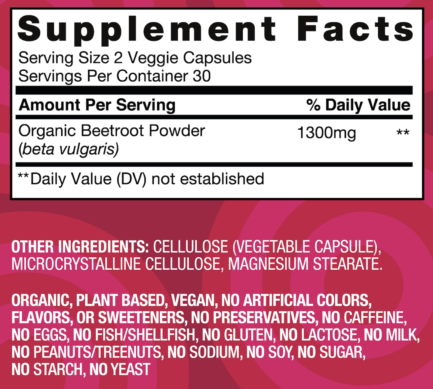 Harvest of Nature Beet Root Supplement 1300mg Beet Root Capsules, 60 Capsules