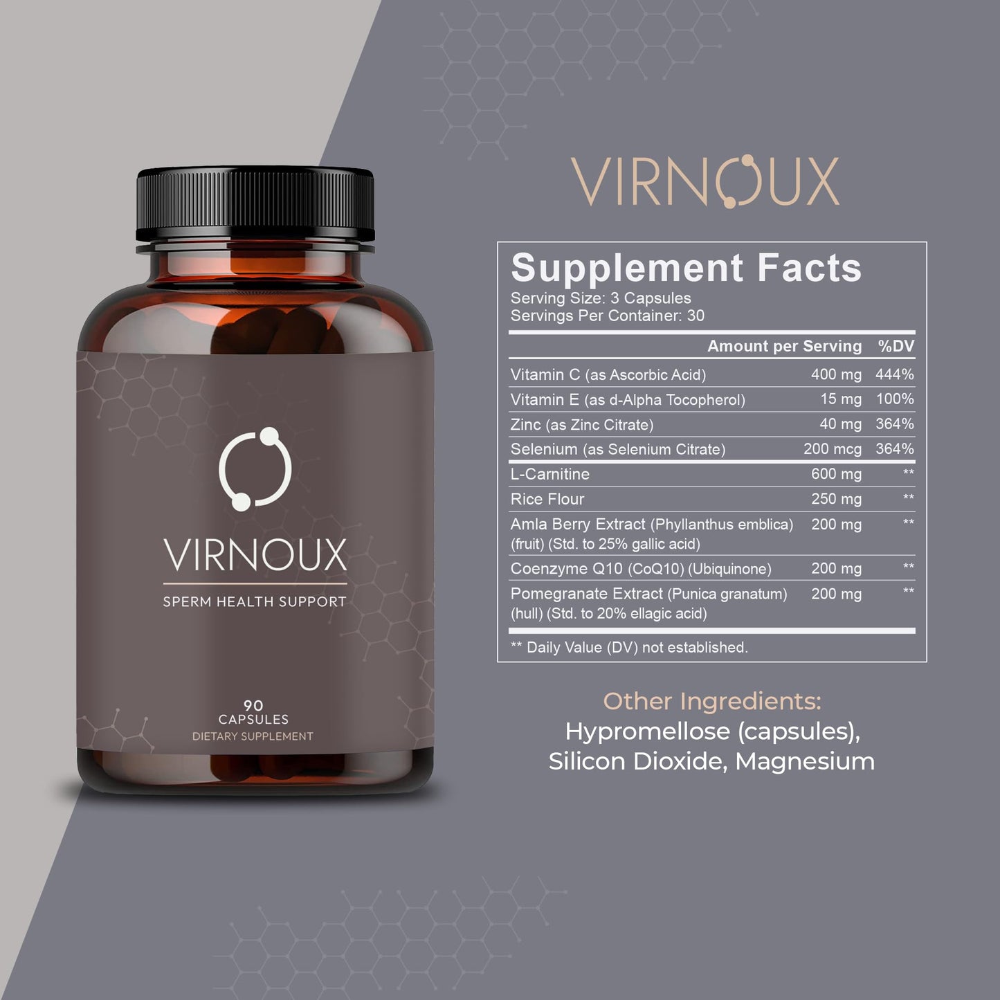 Vironux Boost Sperm Count, Motility & Volume – Male Fertility Prenatal Vitamins for Men Capsule 90 Count