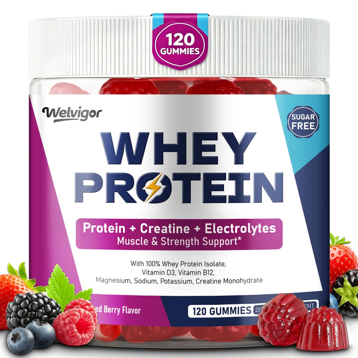 Welvigor 3-in-1 Whey Protein Gummies, 120 Gummies
