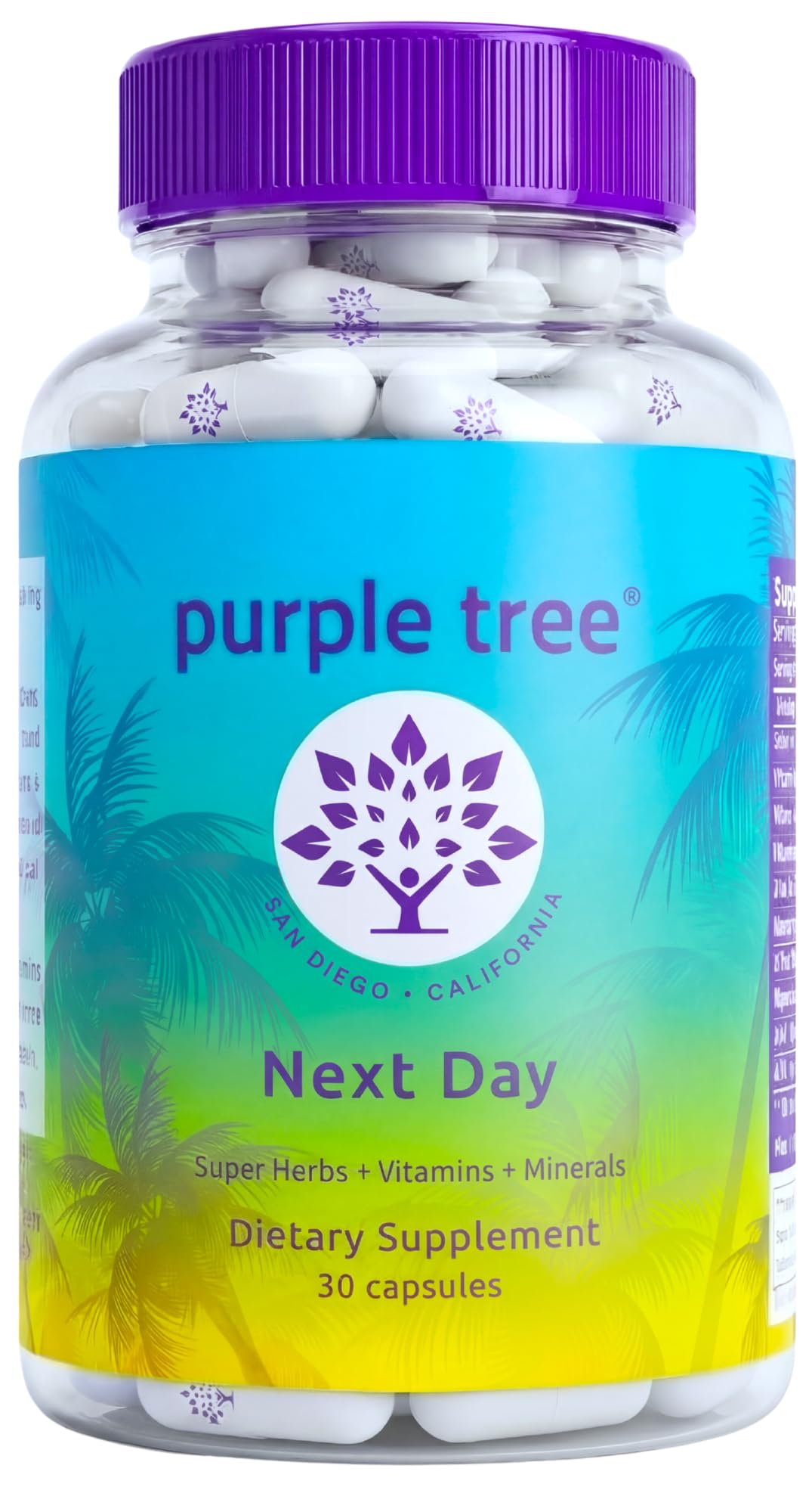 Purple Tree Next Day Post-Drink Morning Wellness Supplement for Balance, Restore & Replenishment Capsules 30 Count
