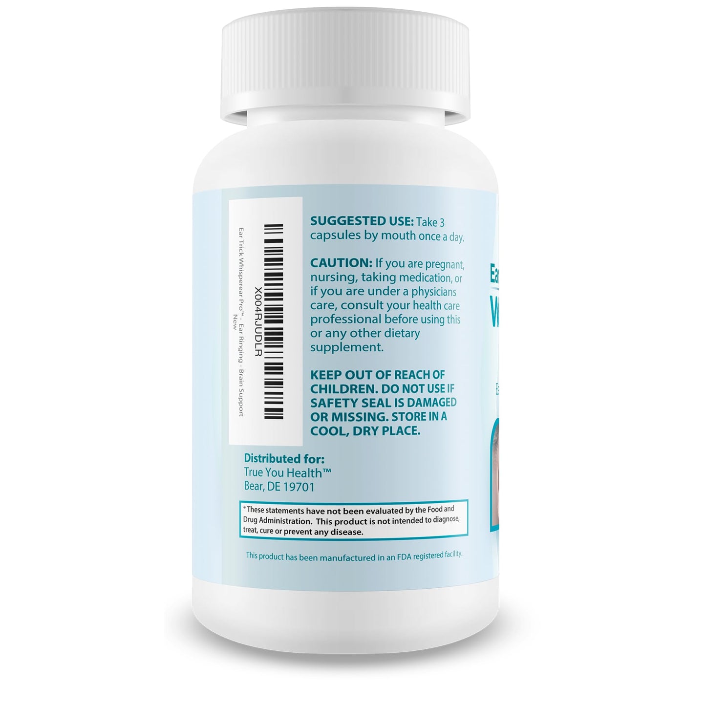 True You Health Ear Trick Whisperear Pro Clear Tinnitus Relief Hearing Supplement Capsules, 90 Count