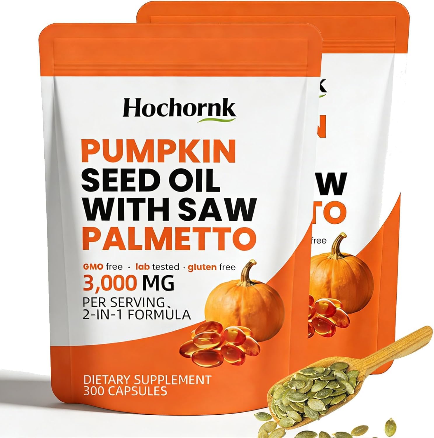 Hochornk Pumpkin Seed Oil Softgels with Saw Palmetto, 300 Softgels