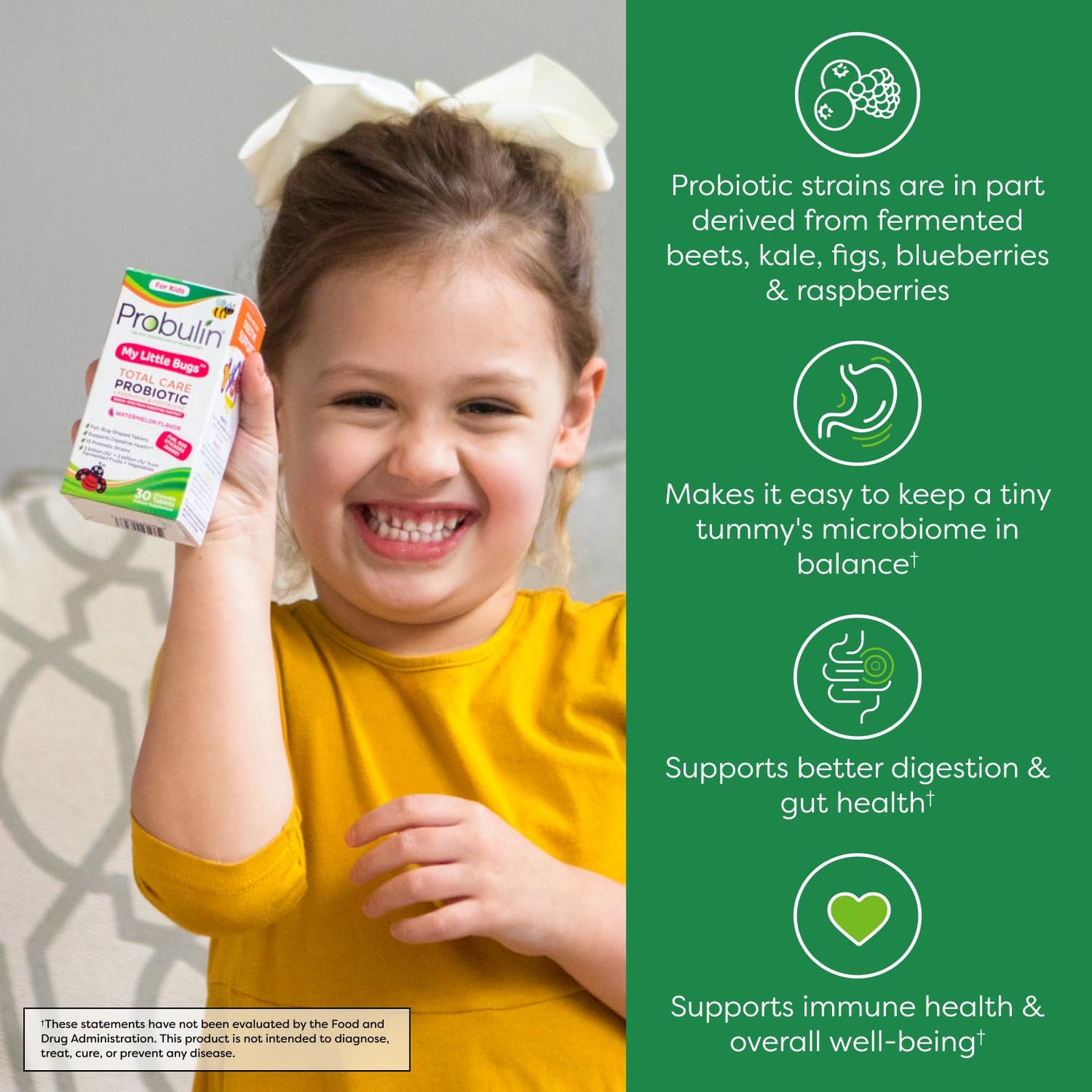 Probulin Total Care Kids Probiotic Chewable Tablets, 30 Count