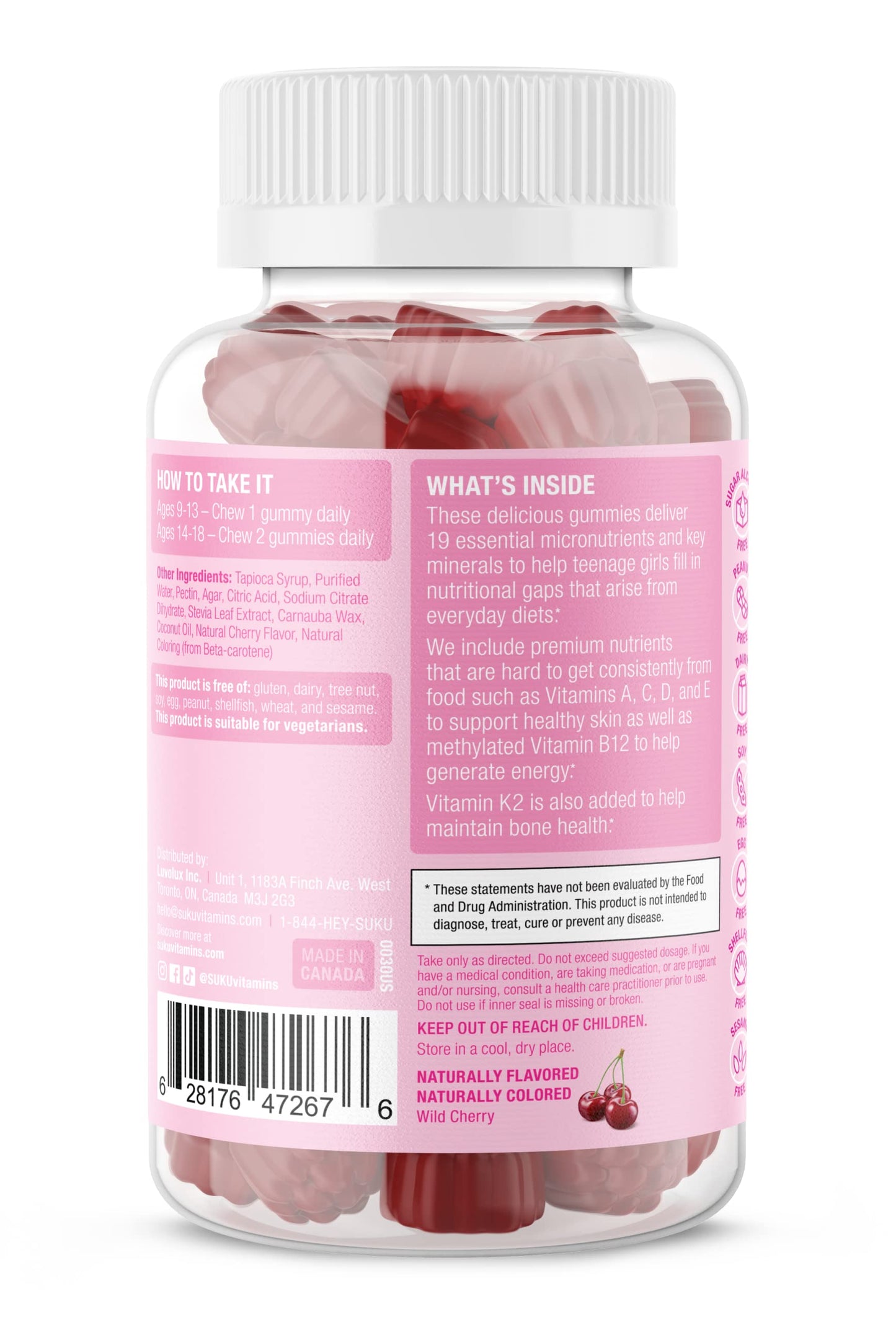 SUKU Teen Girl Multivitamin Gummies 60 Count