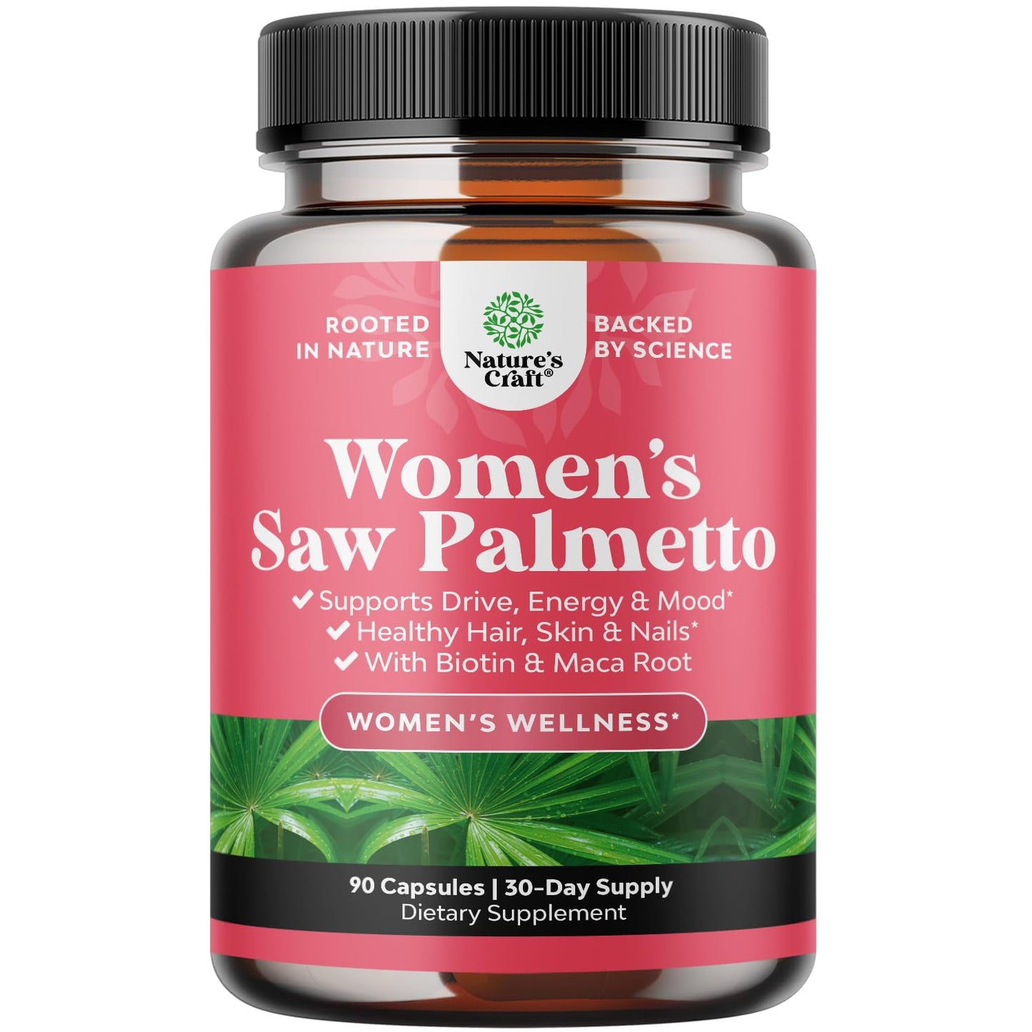 Natures Craft Saw Palmetto for Women - Hair Support Capsules 90 Count