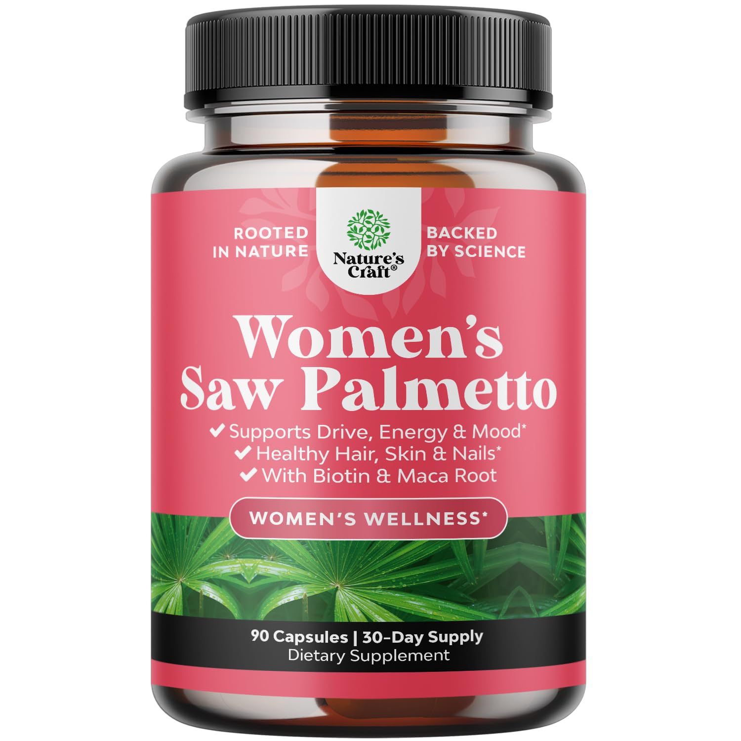 Natures Craft Saw Palmetto for Women - Hair Support Capsules 90 Count