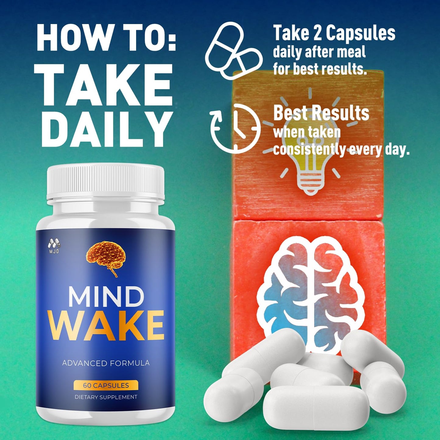 MJO Mind Wake Capsules 120 Capsules