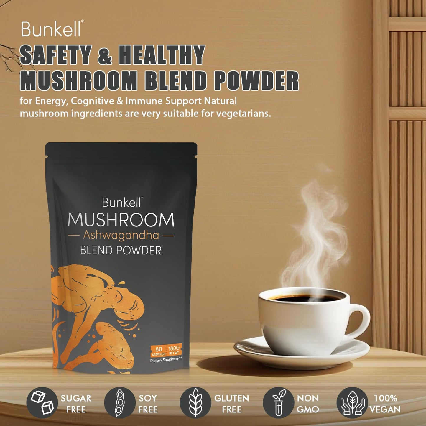 Bunkell Ashwagandha Mushroom Powder, 6.35 oz