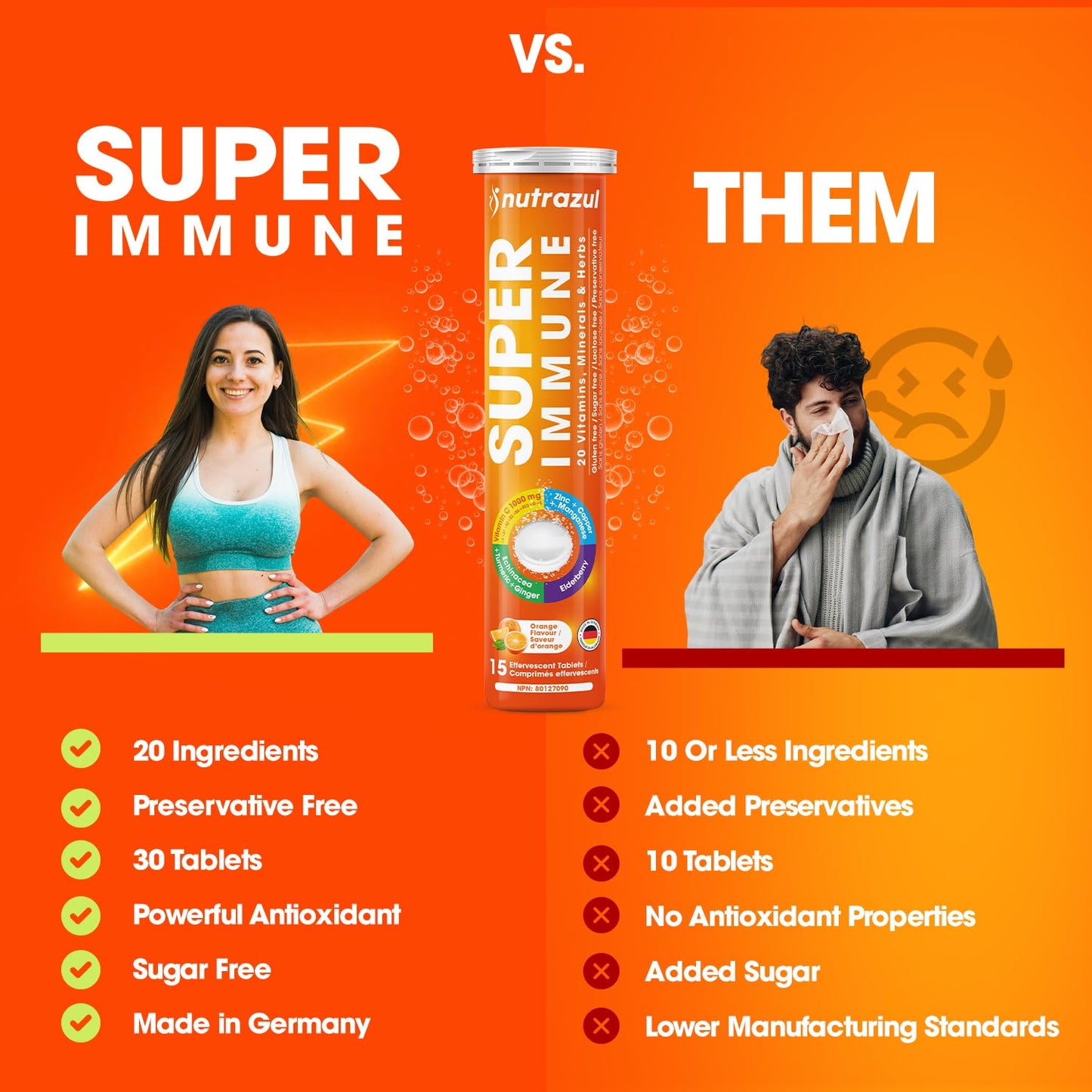 Nutrazul Super Immune Effervescent Tablets 30 Count