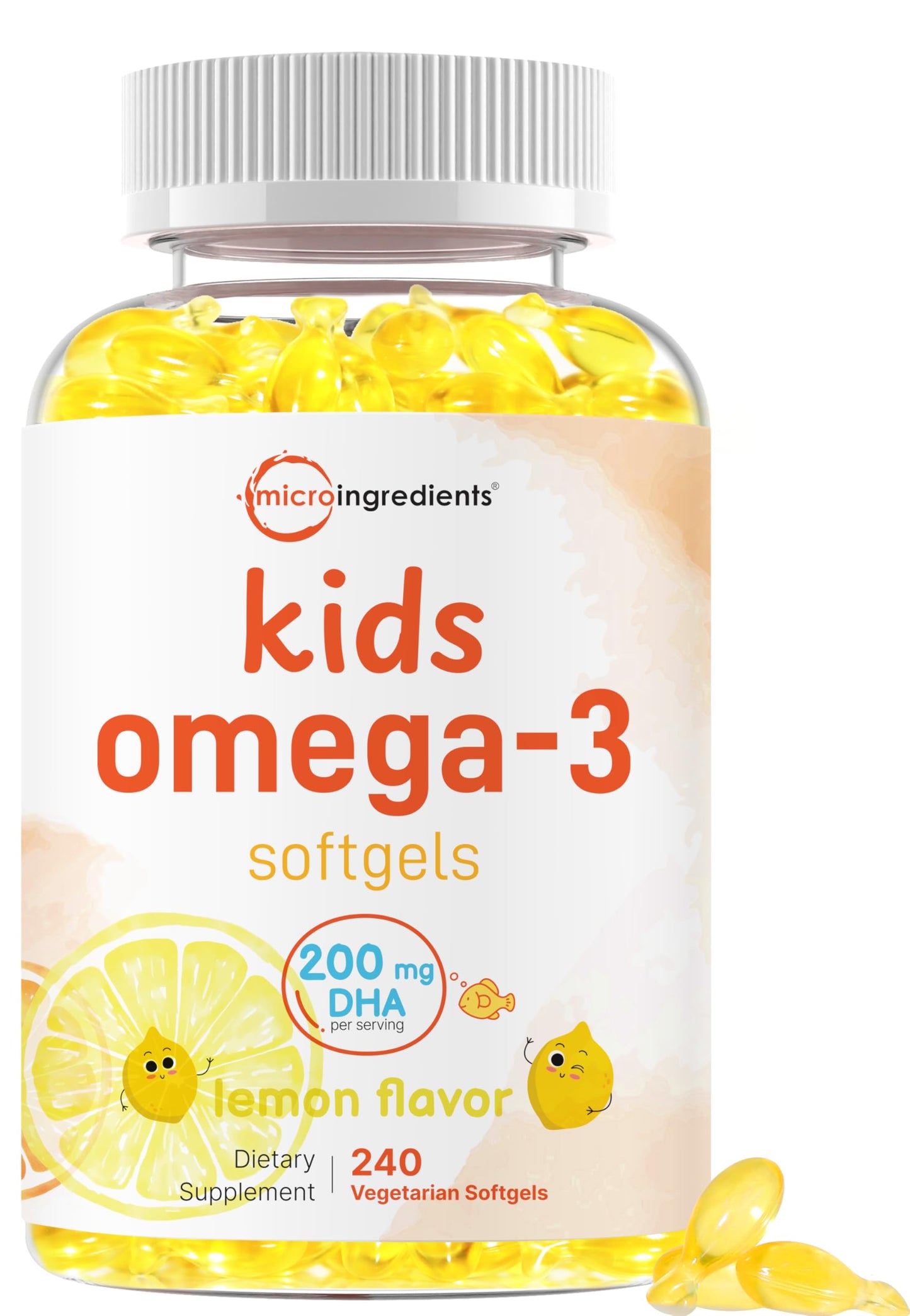 Micro Ingredients Kids Omega-3 Veggie Softgels, 240 Count