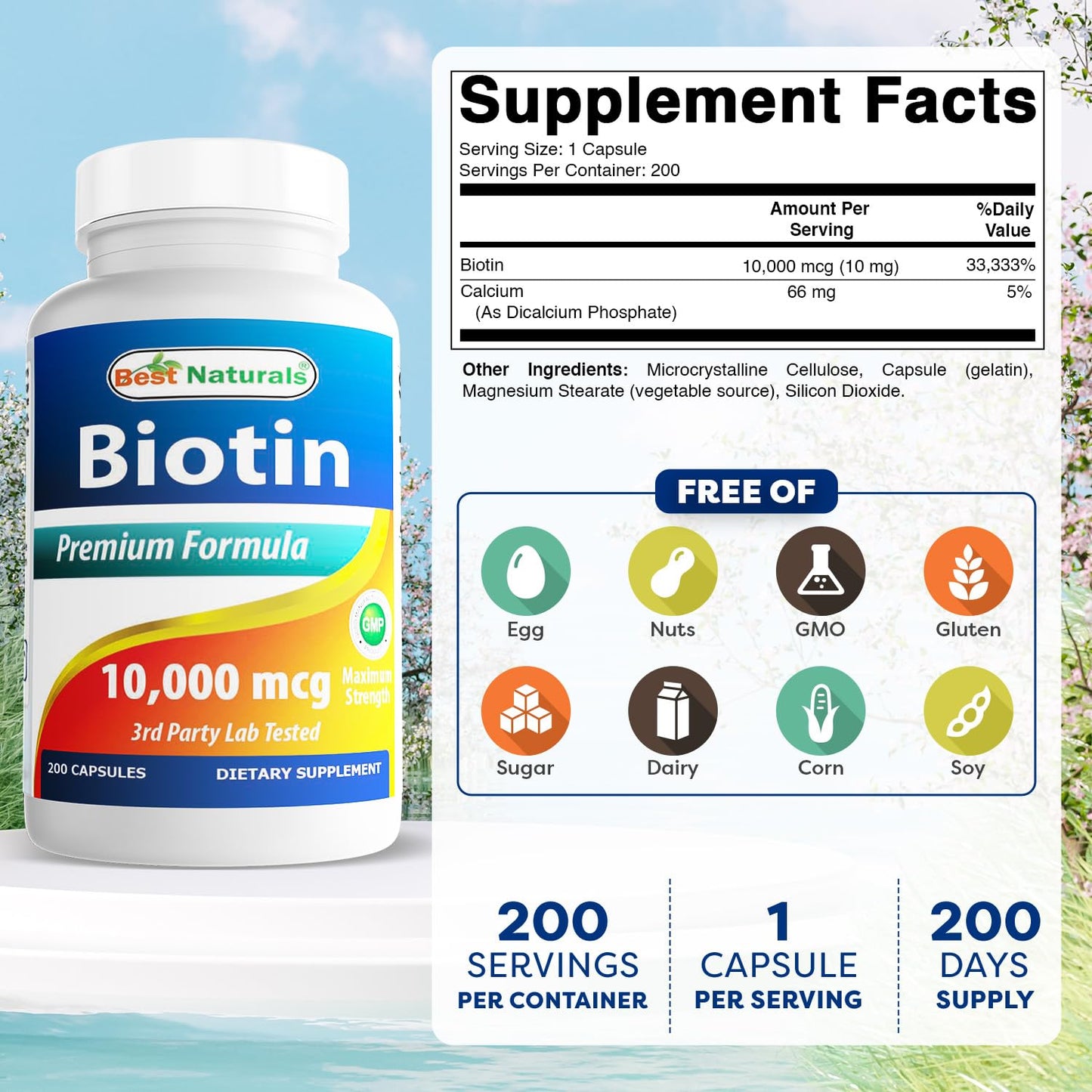 Best Naturals Maximum Potency Biotin 10,000 mcg Capsule, 200 Count