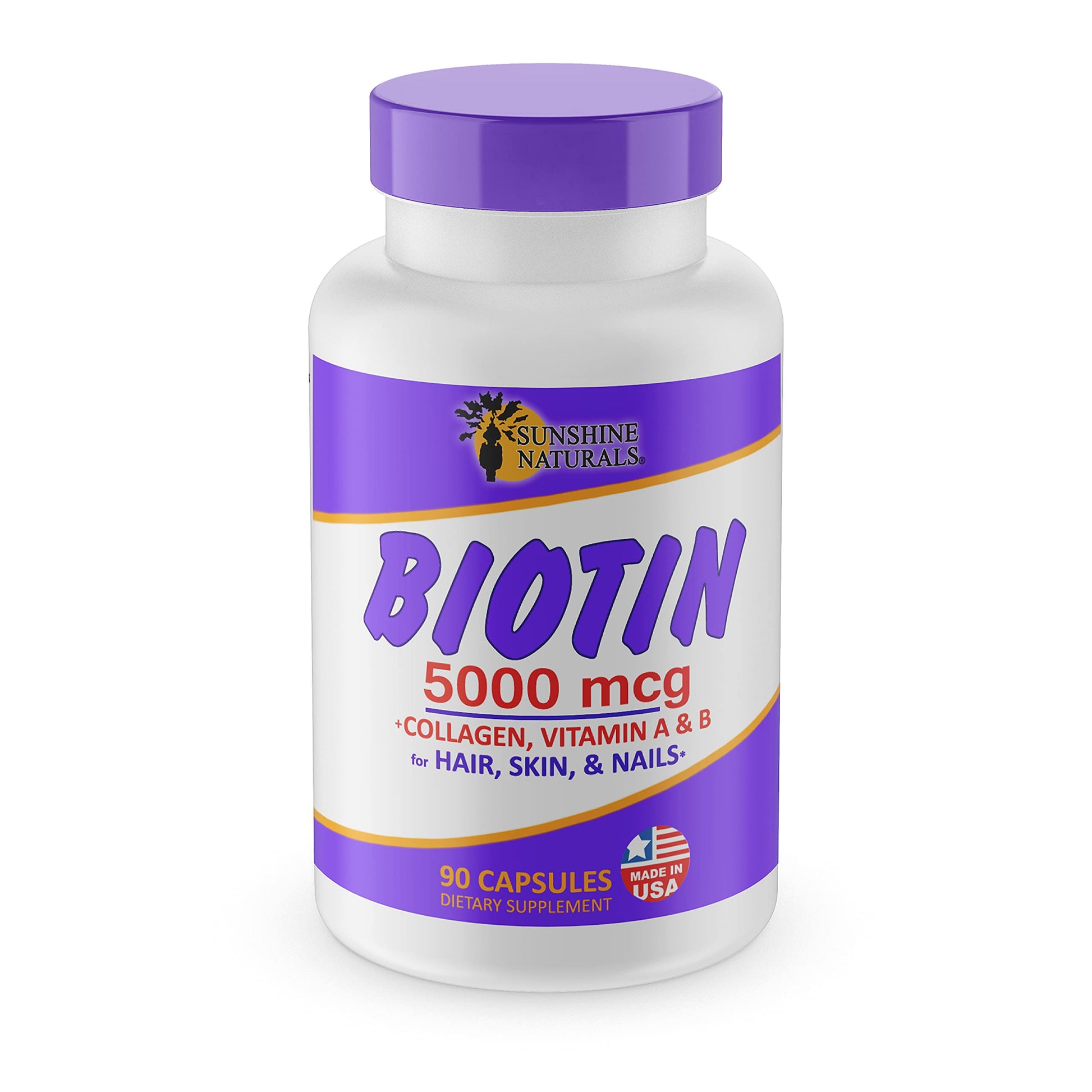 Sunshine Naturals Biotin Dietary Supplement Capsule, 90 Capsules