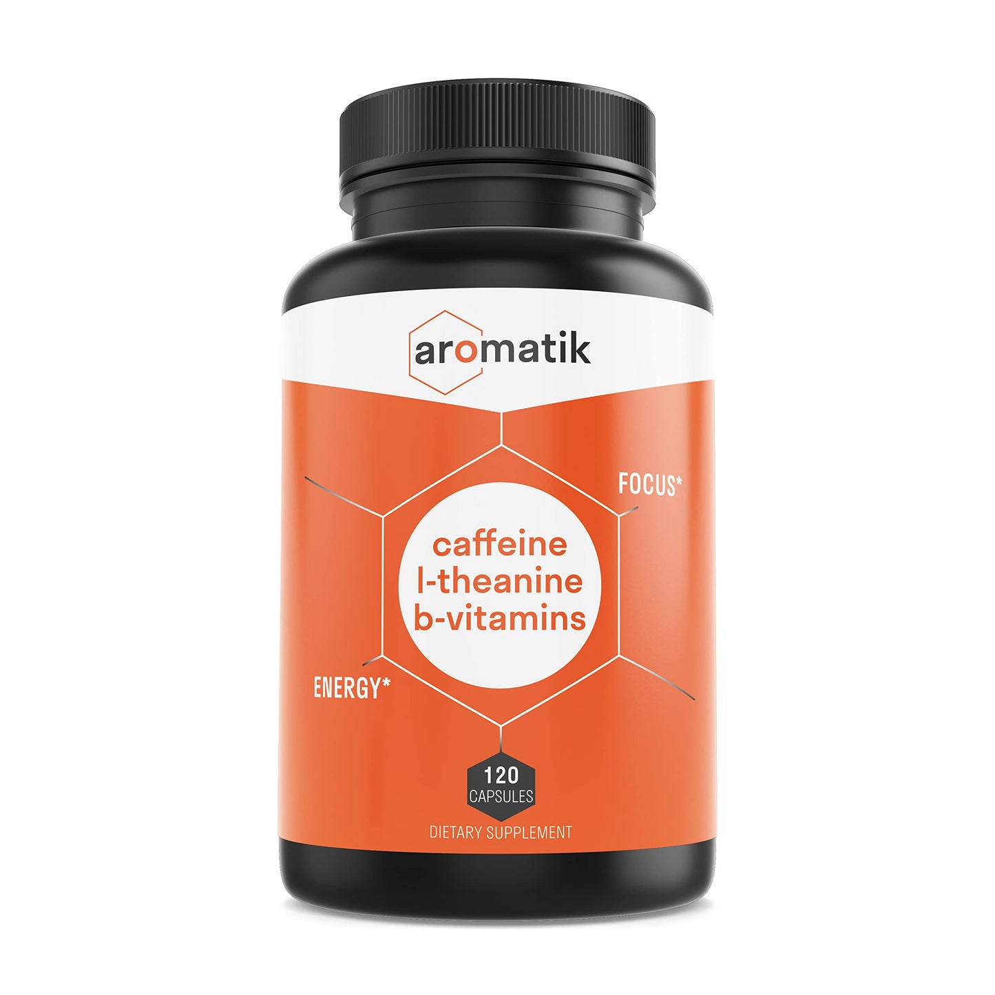 Aromatik Caffeine L-Theanine Focus Supplement Capsules 120 Count