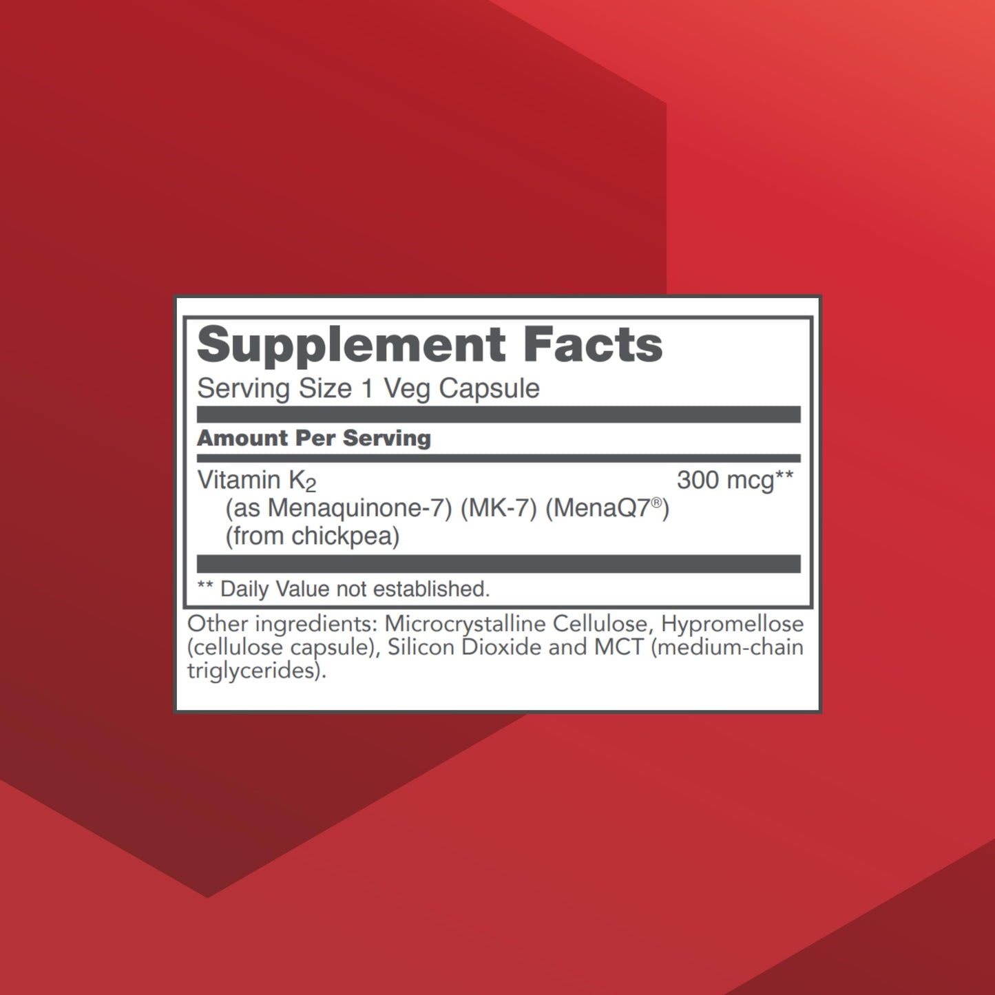 Protocol for Life Balance MK-7 Vitamin K2 300mcg Capsule, 60 Veg Capsules