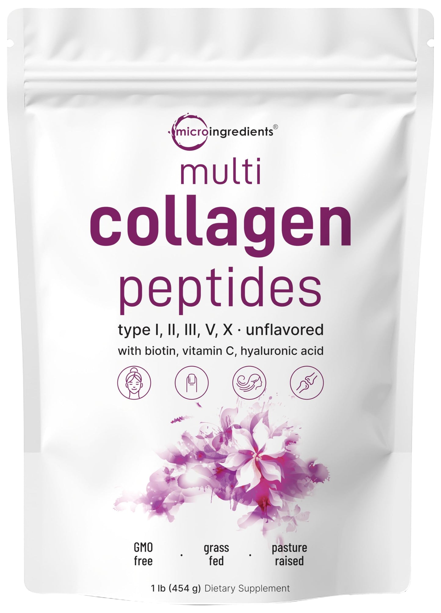 Micro Ingredients Multi Collagen Protein Powder 16 oz Bundle with Magnesium Oxide 400 mg