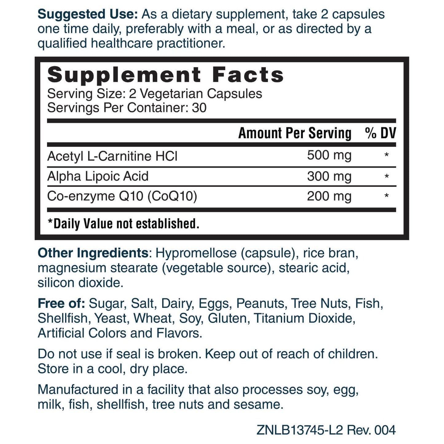 Nature's Lab CoQ10 + Alpha Lipoic Acid + Acetyl L-Carnitine & One Daily Multivitamin, Capsule, 30 Count