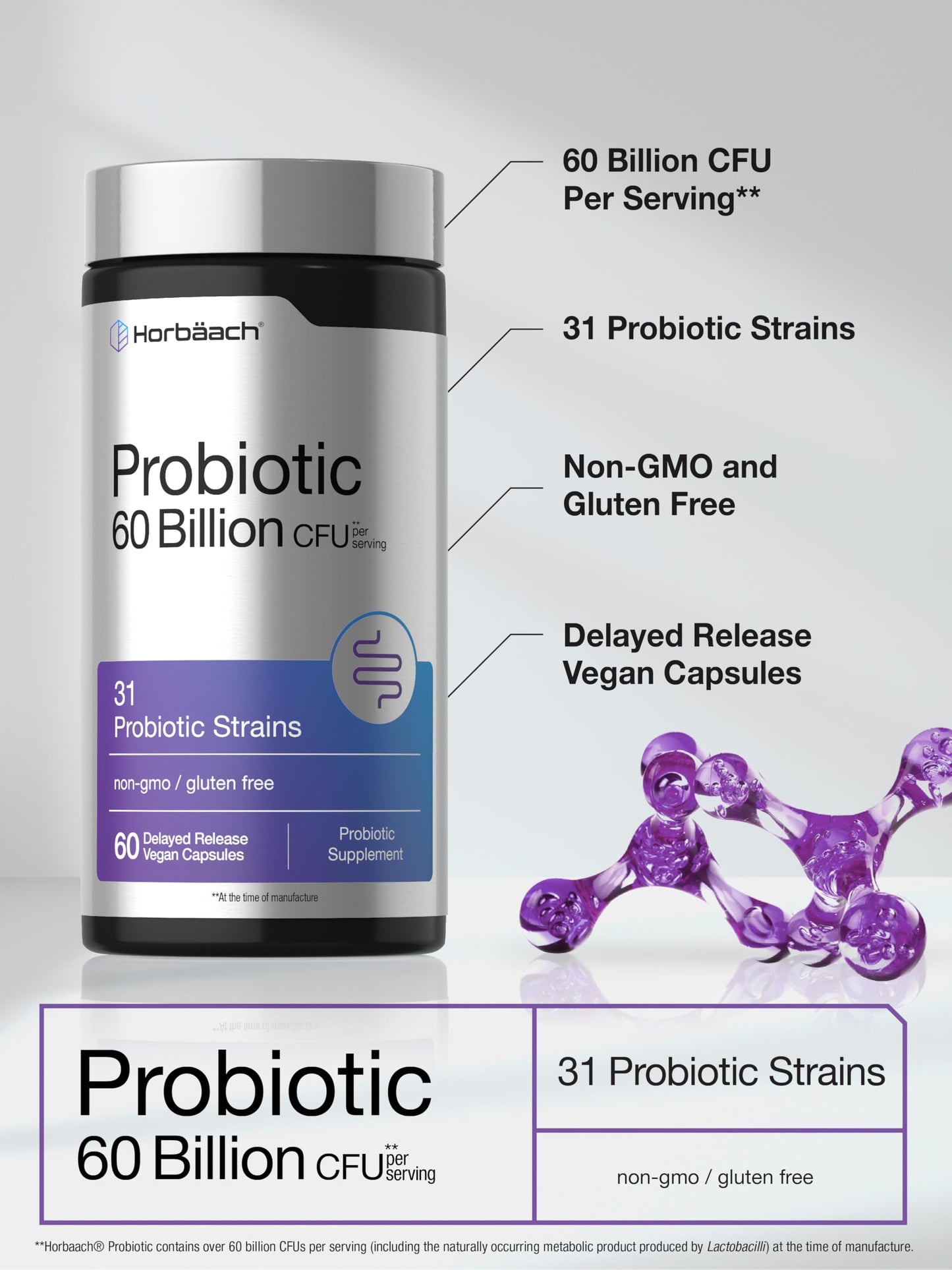 Horbäach Probiotics for Women and Men Capsules 60