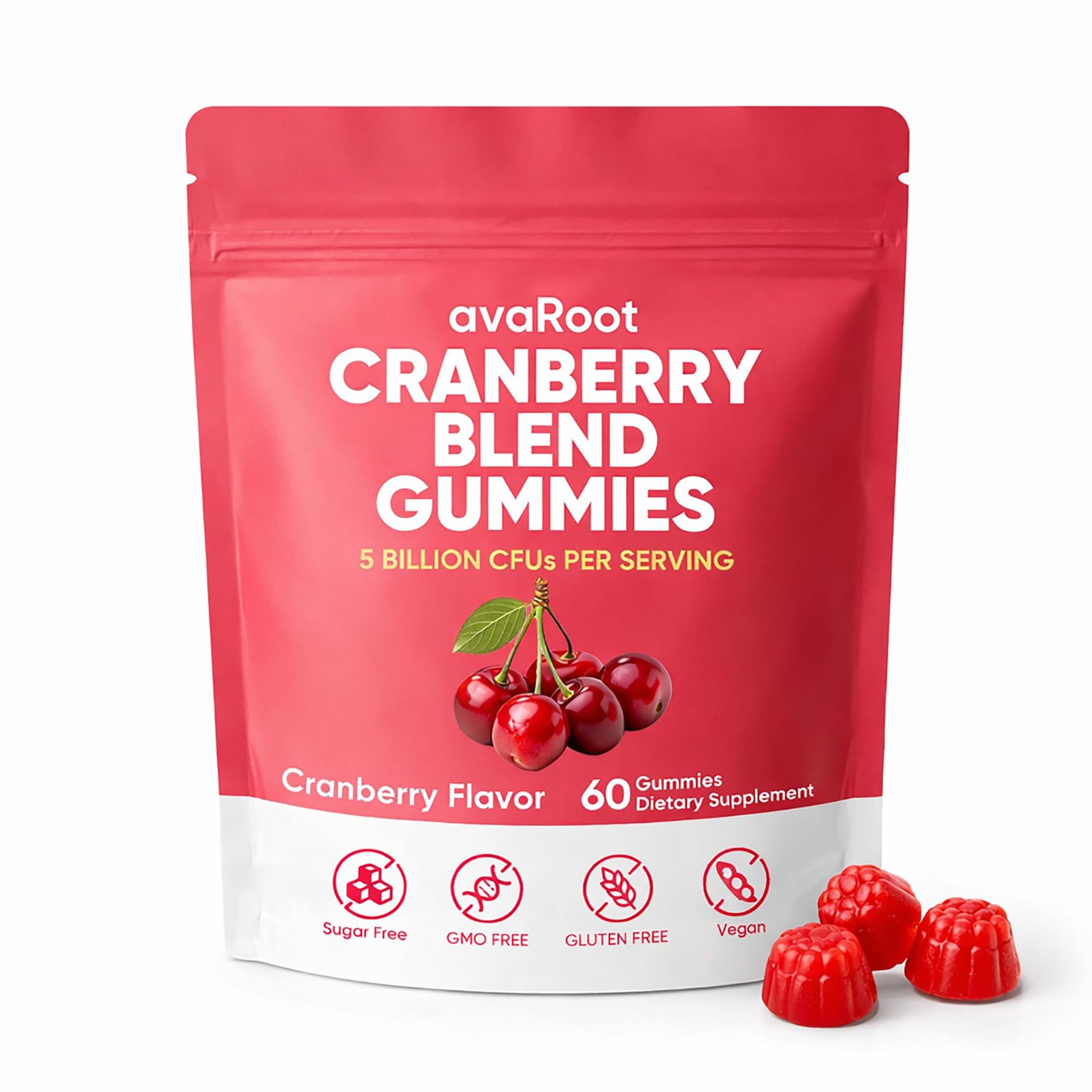KBKTWOLT avaRoot Cranberry Blend Gummies - Women's Balanced pH, Cranberry & Probiotic Formula with Vitamin C for Women’s Wellness & Urinary Tract Support, 60 Gummies