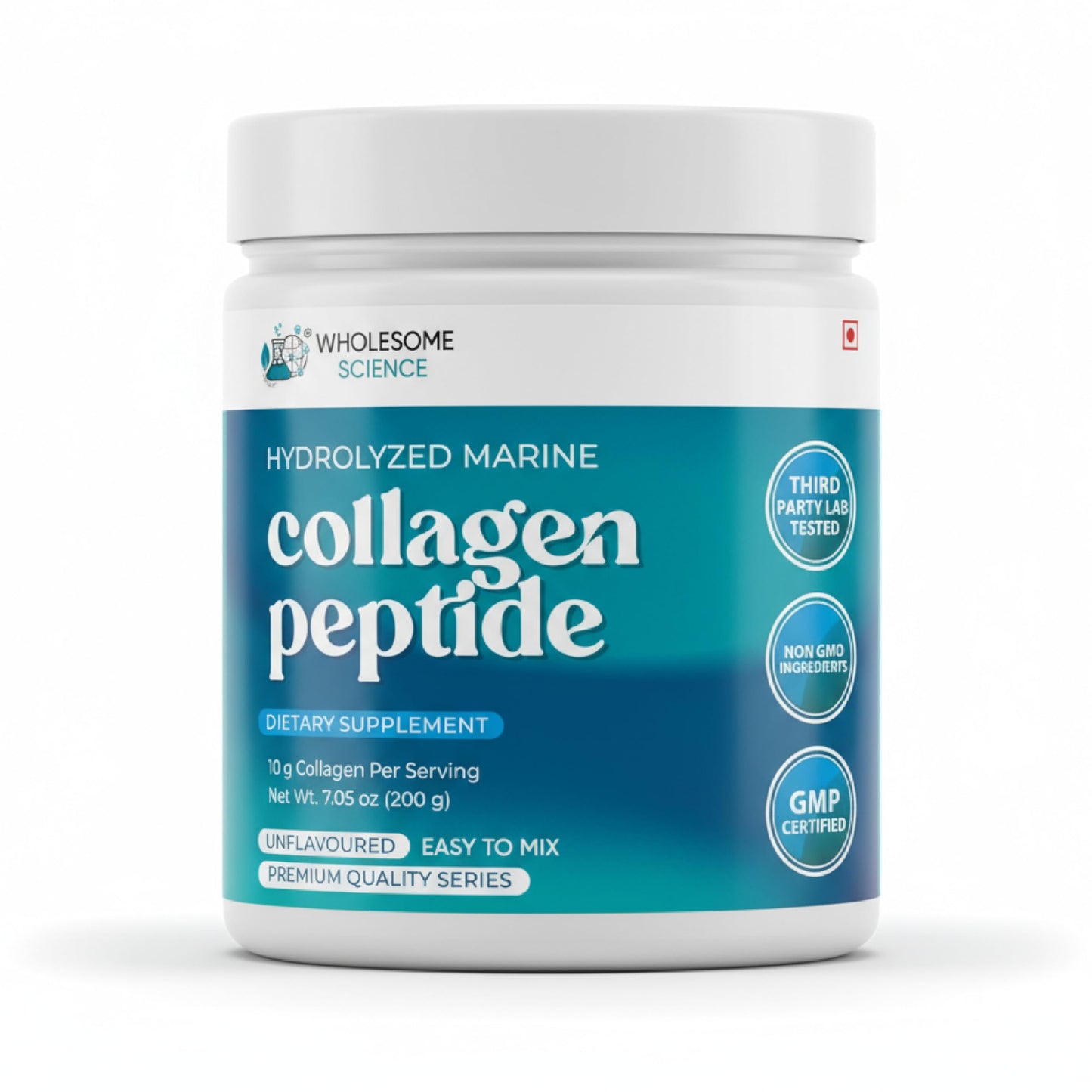 WHOLESOME SCIENCE Hydrolyzed Marine Collagen Peptides Powder – Collagen Peptide Formula for Skin, Hair & Nails – Non-GMO, Third-Party Lab Tested, Dietary Supplement – 7.05 oz